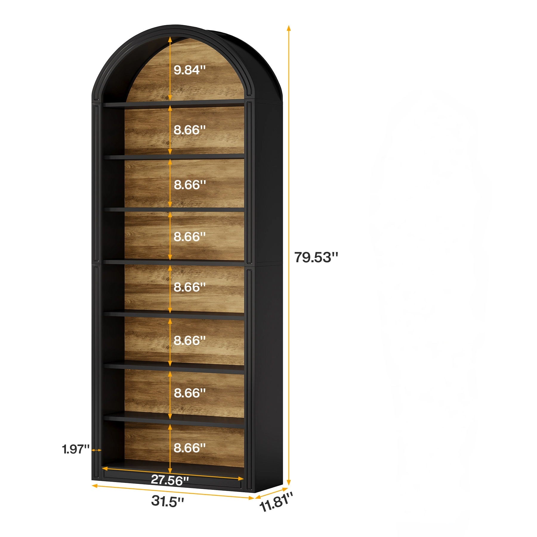 8 Tier Arched Open Display Shelving Unit For Living Room
