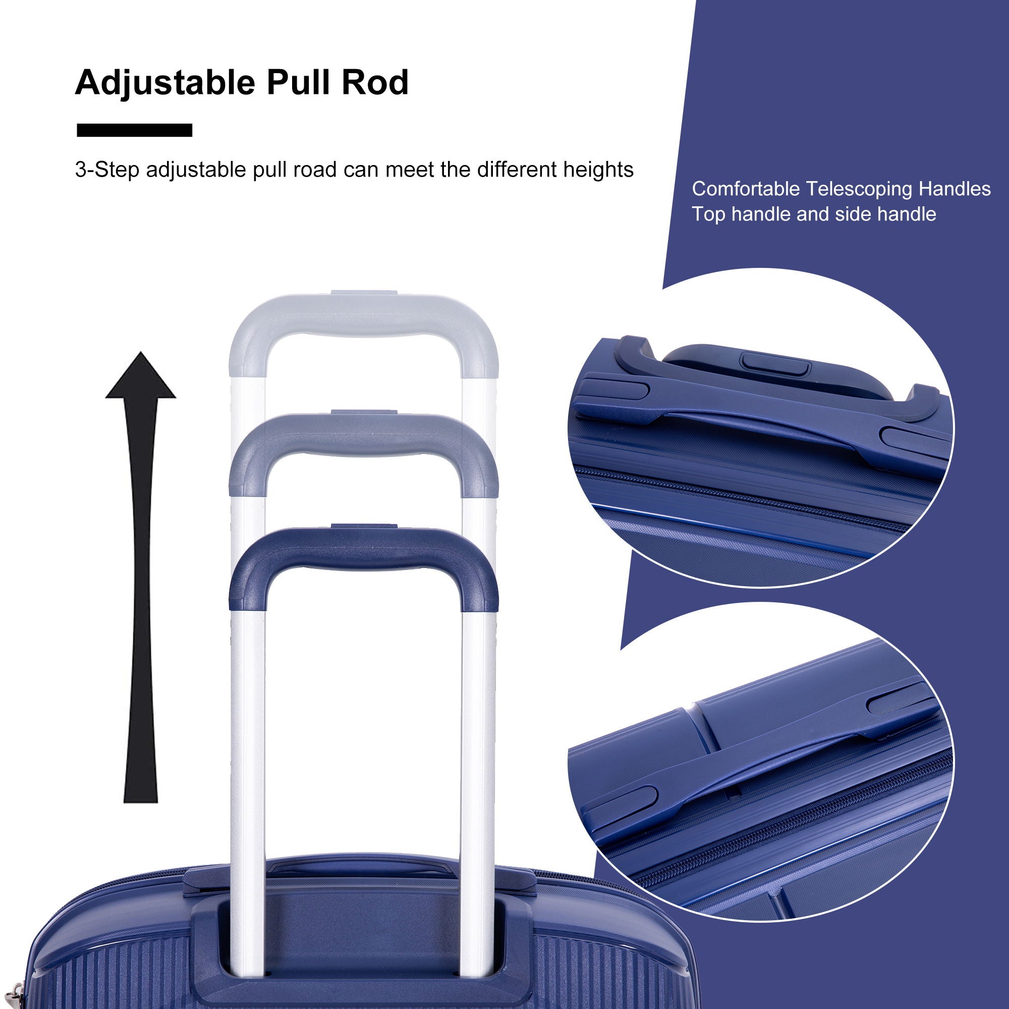 3 Piece Set Expandable Hardshell Suitcase Double Spinner Wheels