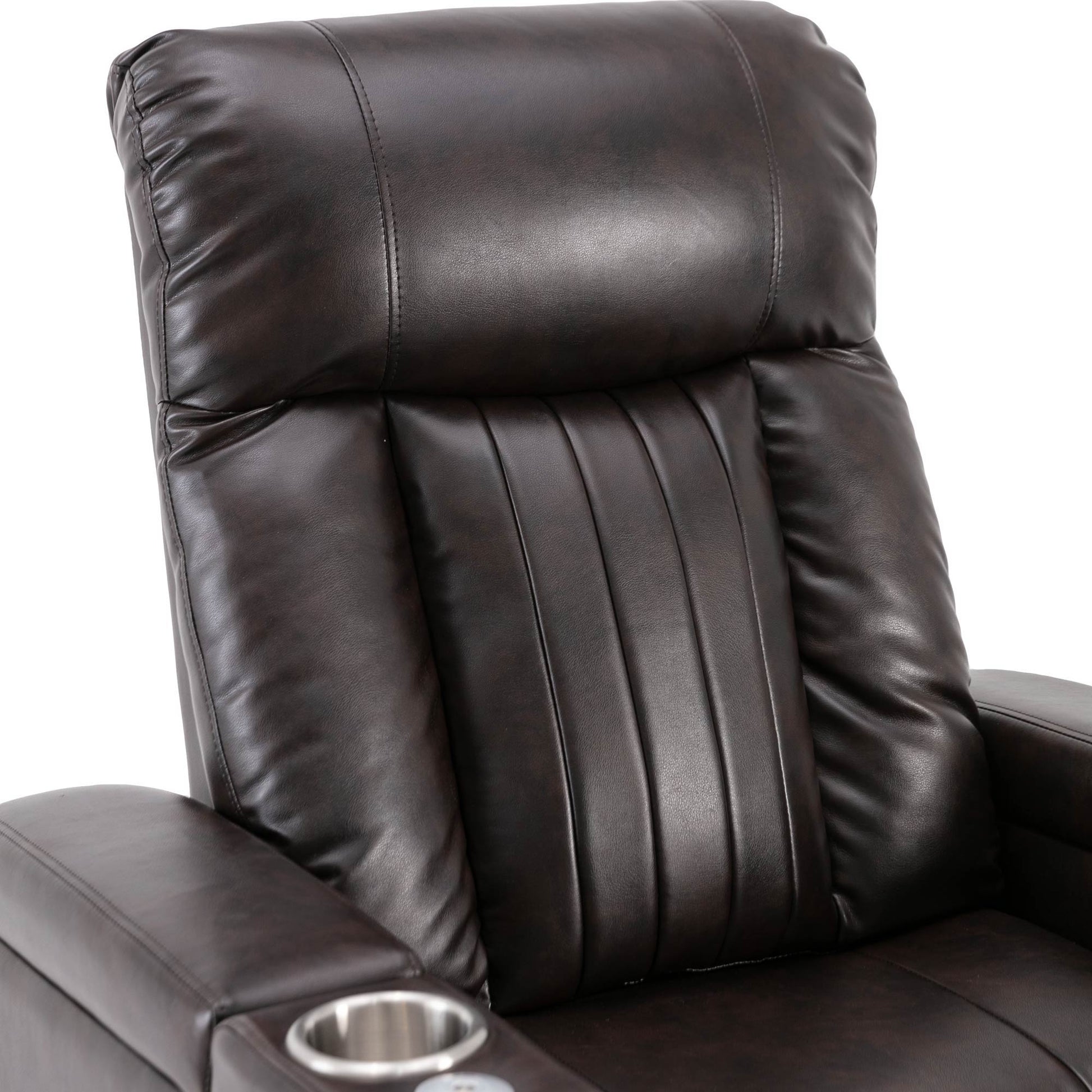 Power Recliner With Storage Arms, Cupholders, Swivel Tray Table And Cell Phone Stand - Brown - Best Buy Furniture