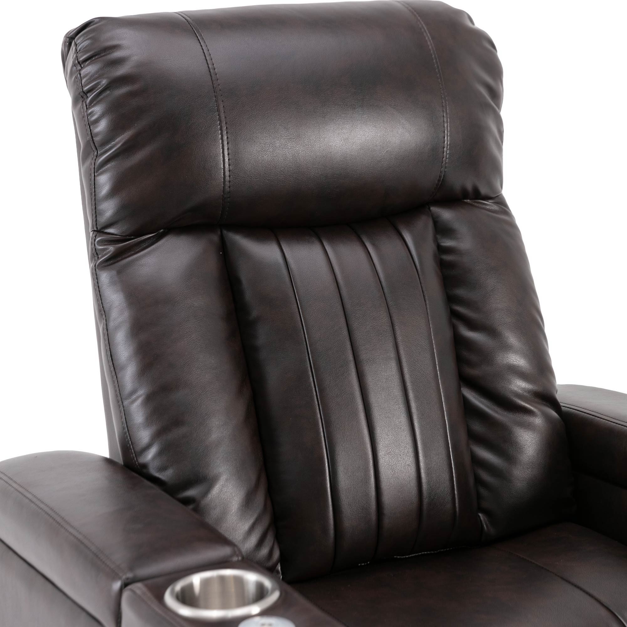 Power Recliner With Storage Arms, Cupholders, Swivel Tray Table And Cell Phone Stand - Brown - Best Buy Furniture