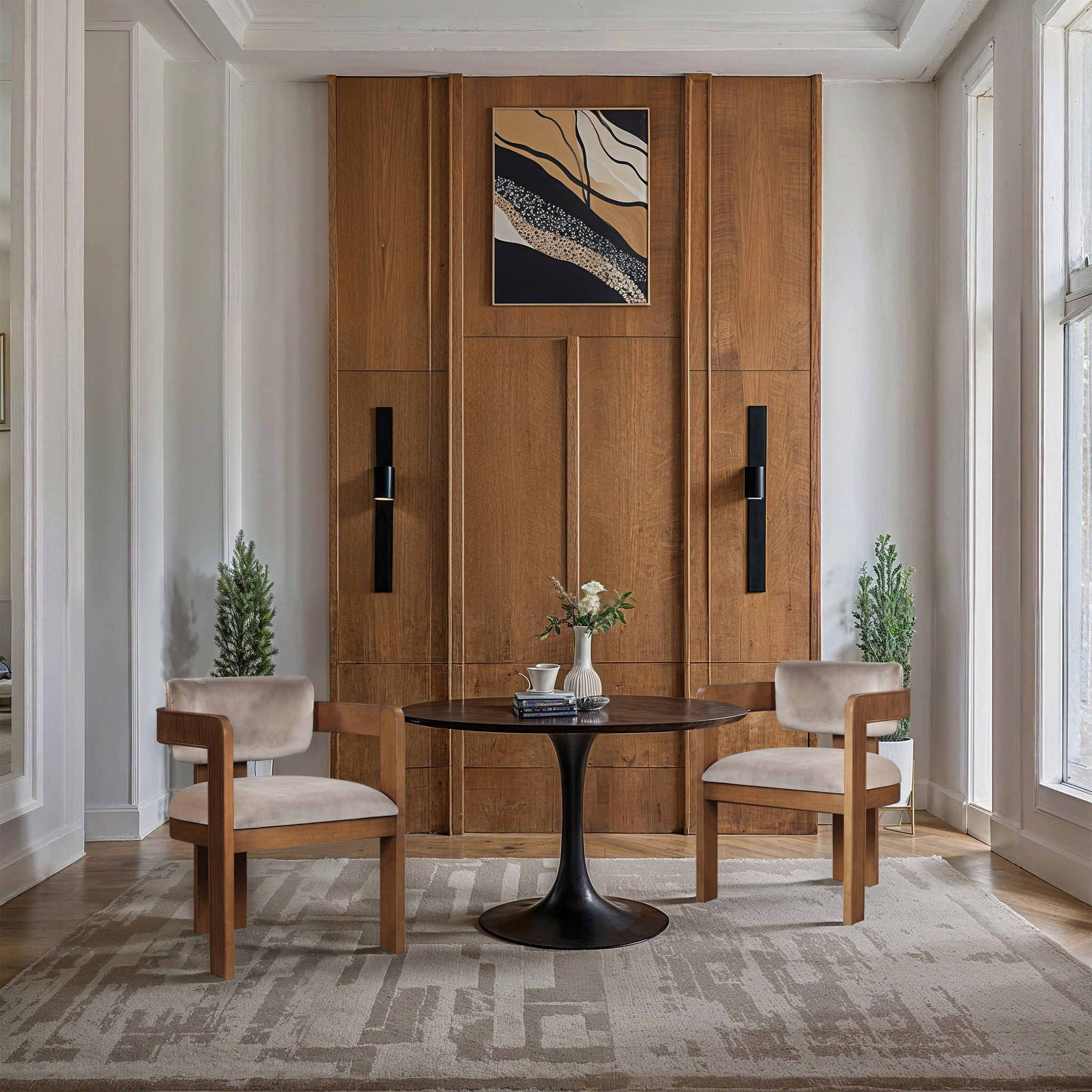 Sacha - Velvet Dining Chair With Brown Base (Set of 2)