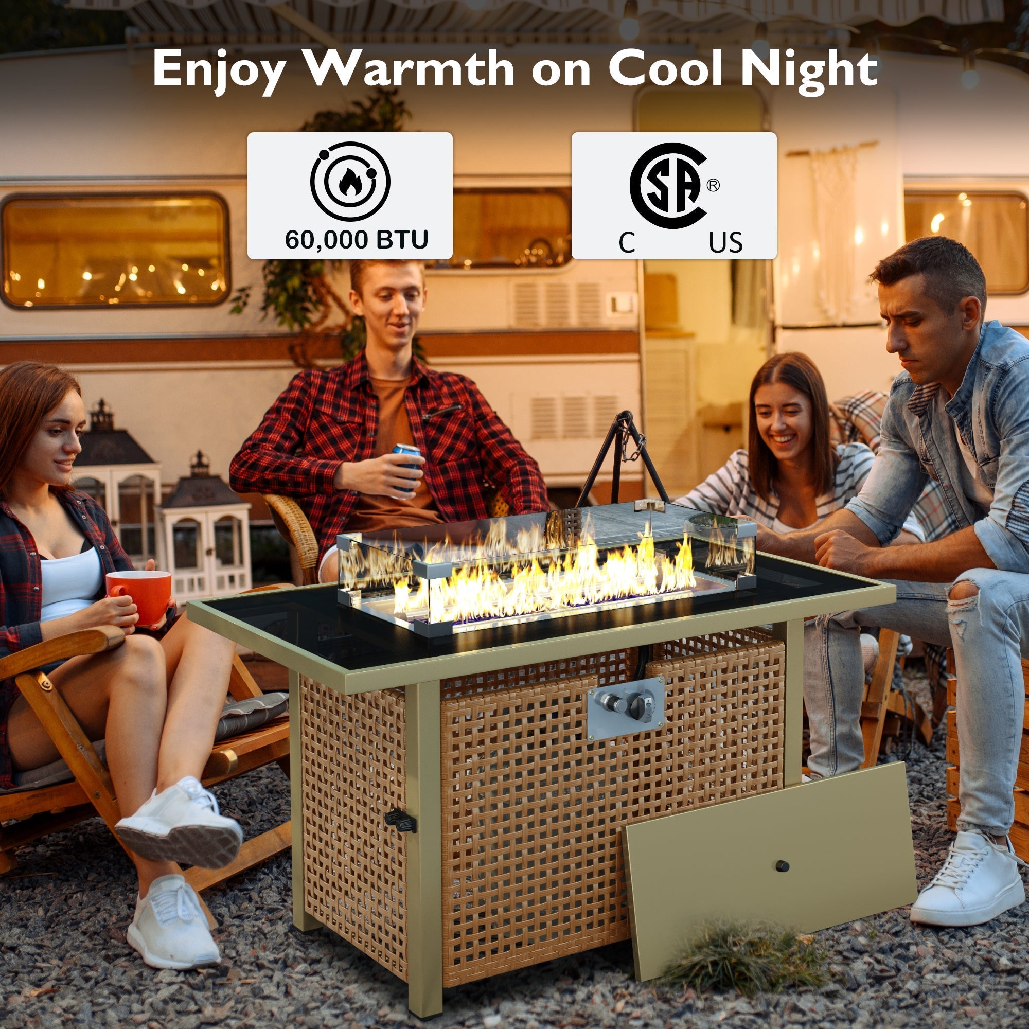 K&K 43' Propane Gas Fire Pit Table