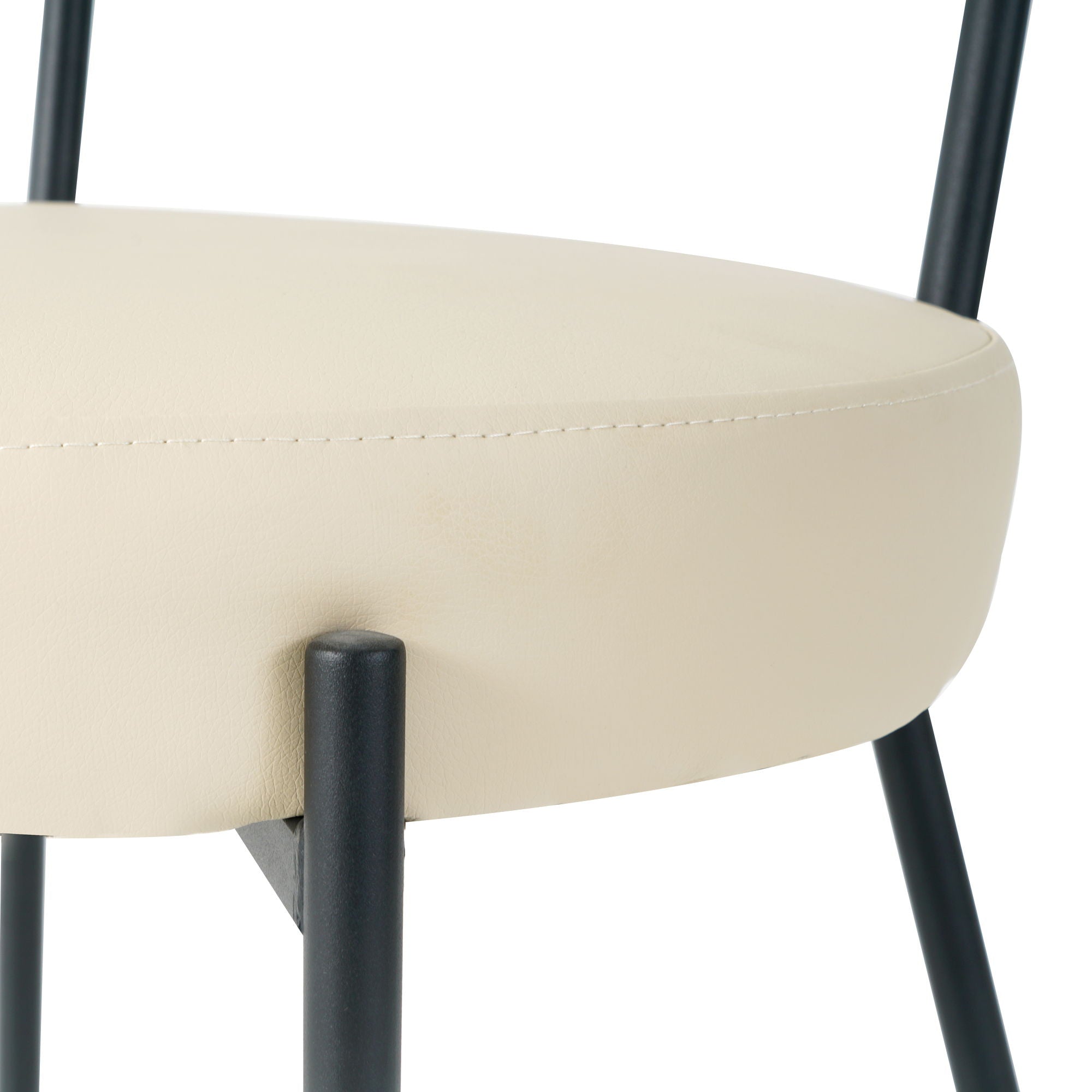 Modern Bentwood Dining Chair, Metal Legs, Ash Veneer Back, (Set of 2) - Cream