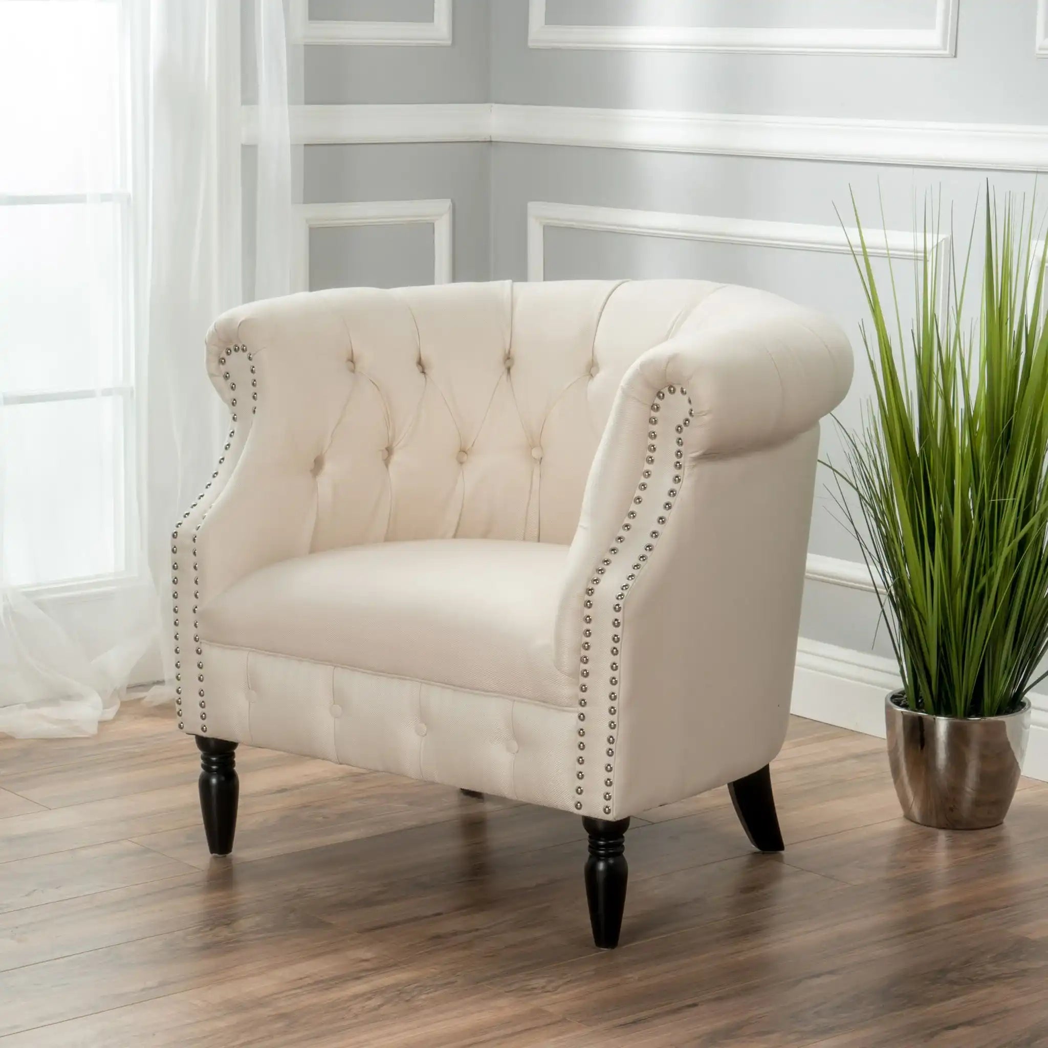 Celestialis - Upholstered Club Chair With Tub Design And Rolled Recessed Armrests