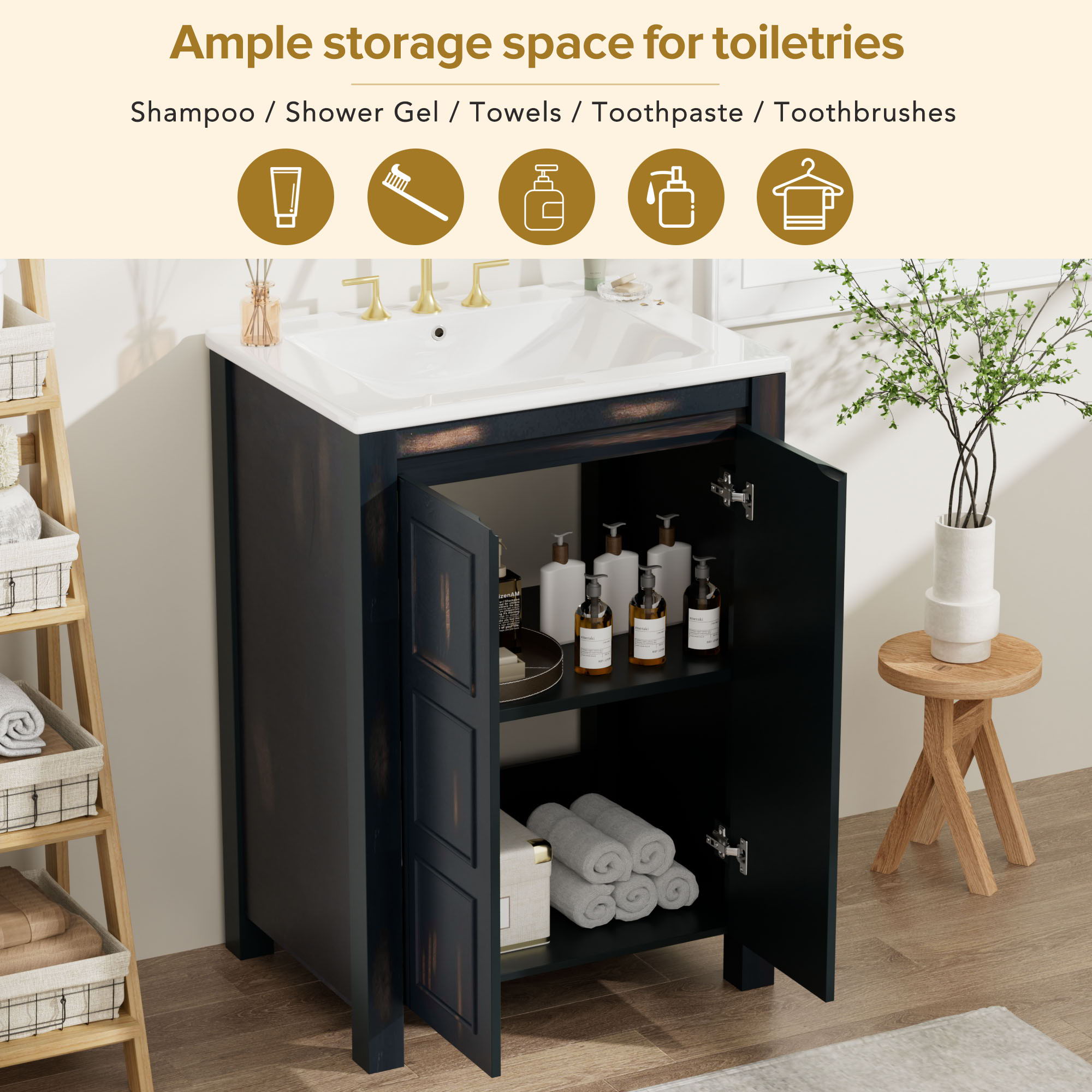 Bathroom Vanity Organizer With Sink, Combo Cabinet Set, Bathroom Storage Cabinet