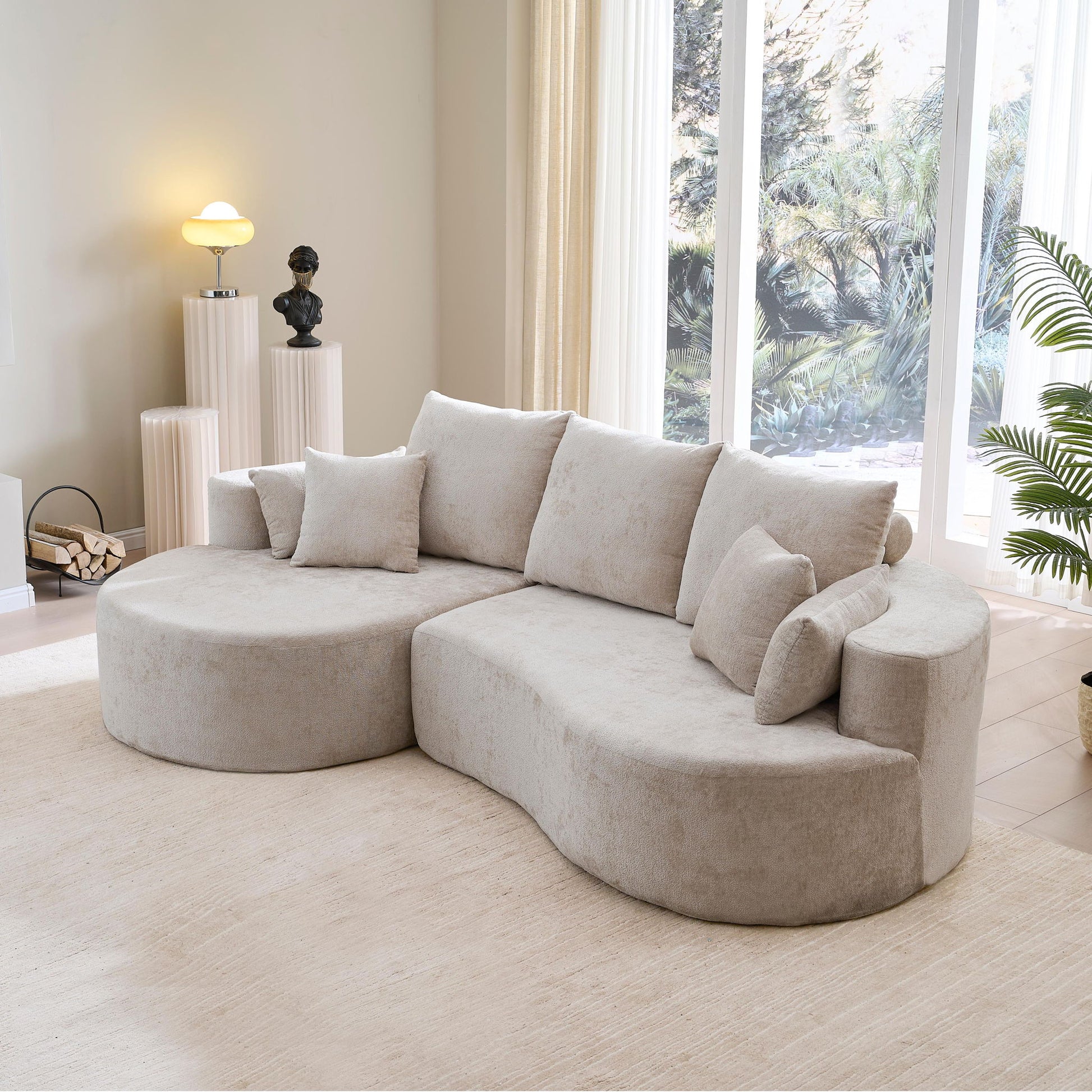 2 Piece Fabric Cloud Curved Sectional Sofa With Chaise For Living Room - Best Buy Furniture