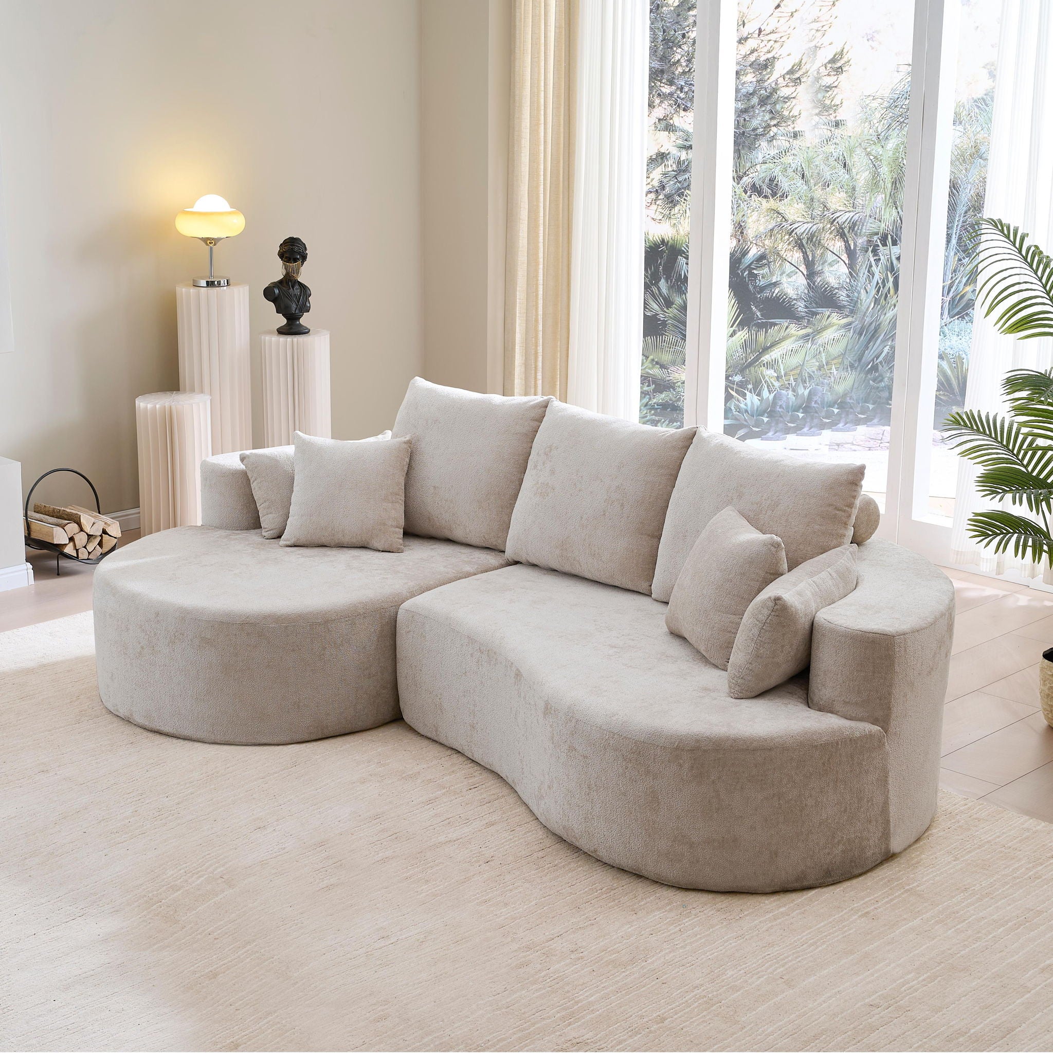 2 Piece Fabric Cloud Curved Sectional Sofa With Chaise For Living Room - Best Buy Furniture