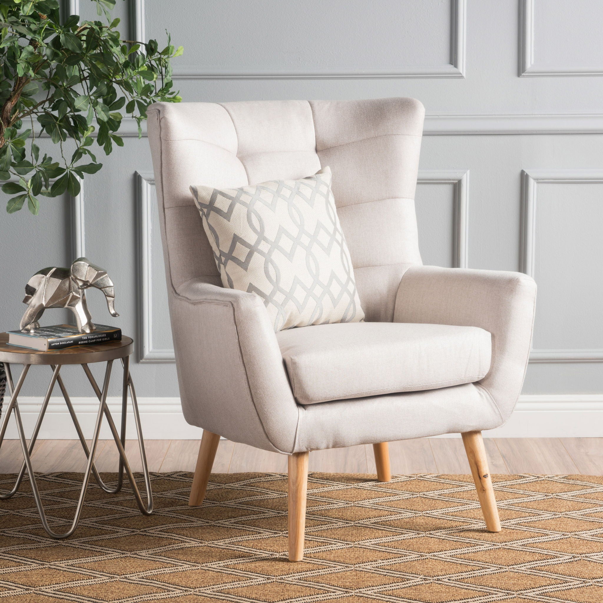 Club Chair With Rubberwood Legs