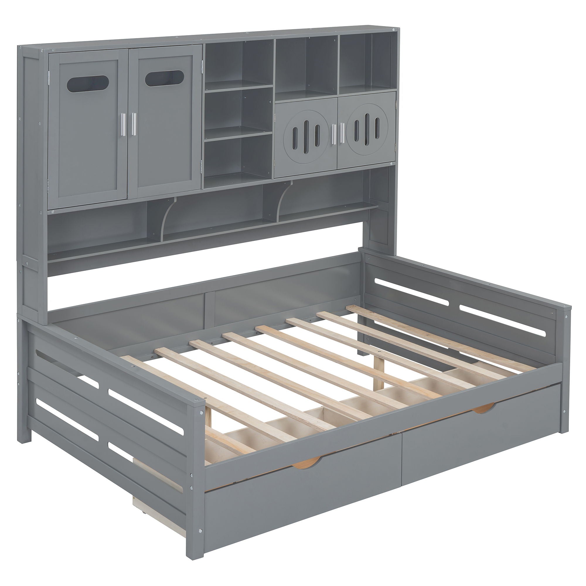 Daybed With All-In-One Cabinet And Shelf