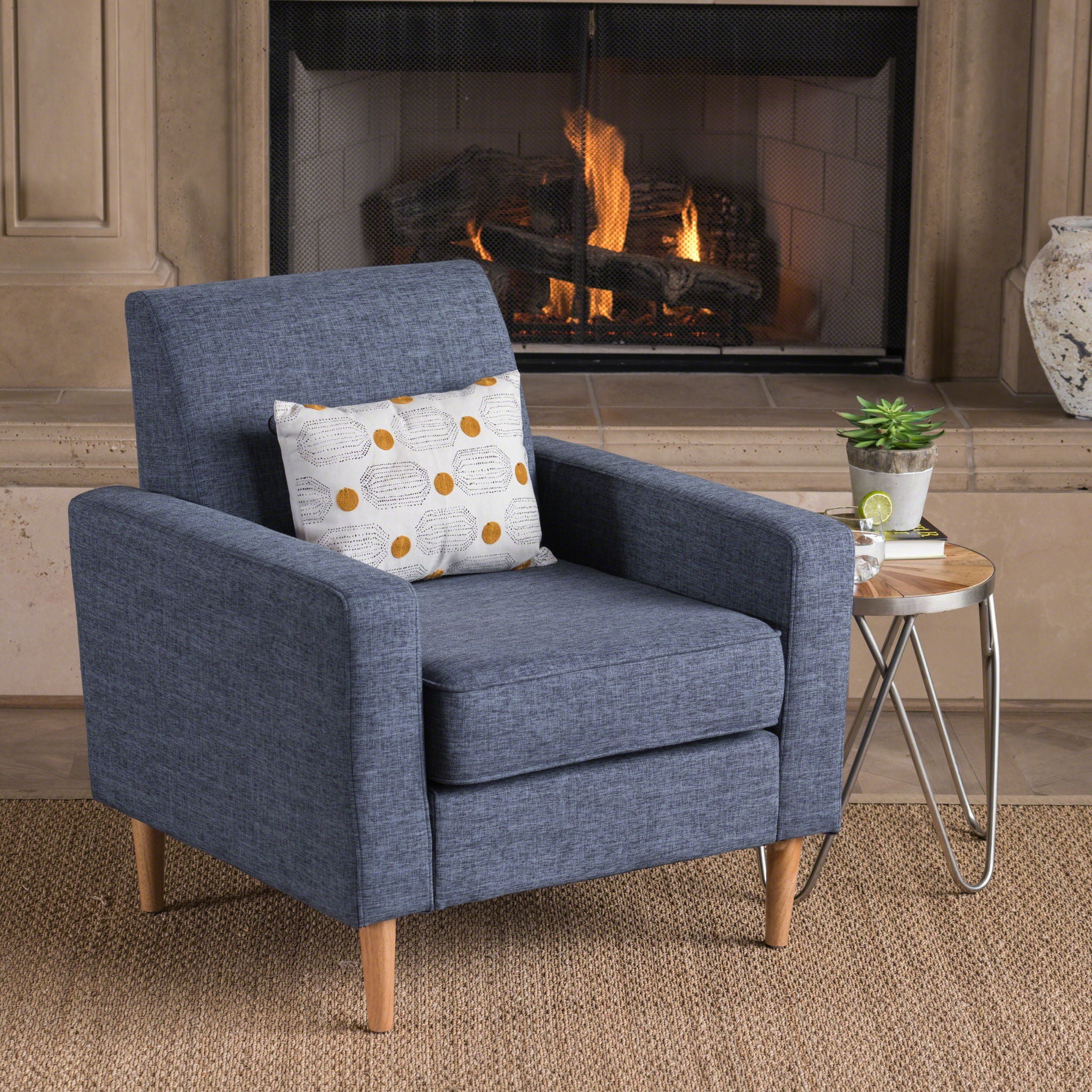 Nebulize - Upholstered Fabric Club Chair With Button Tufted And Square Off Arm And Back