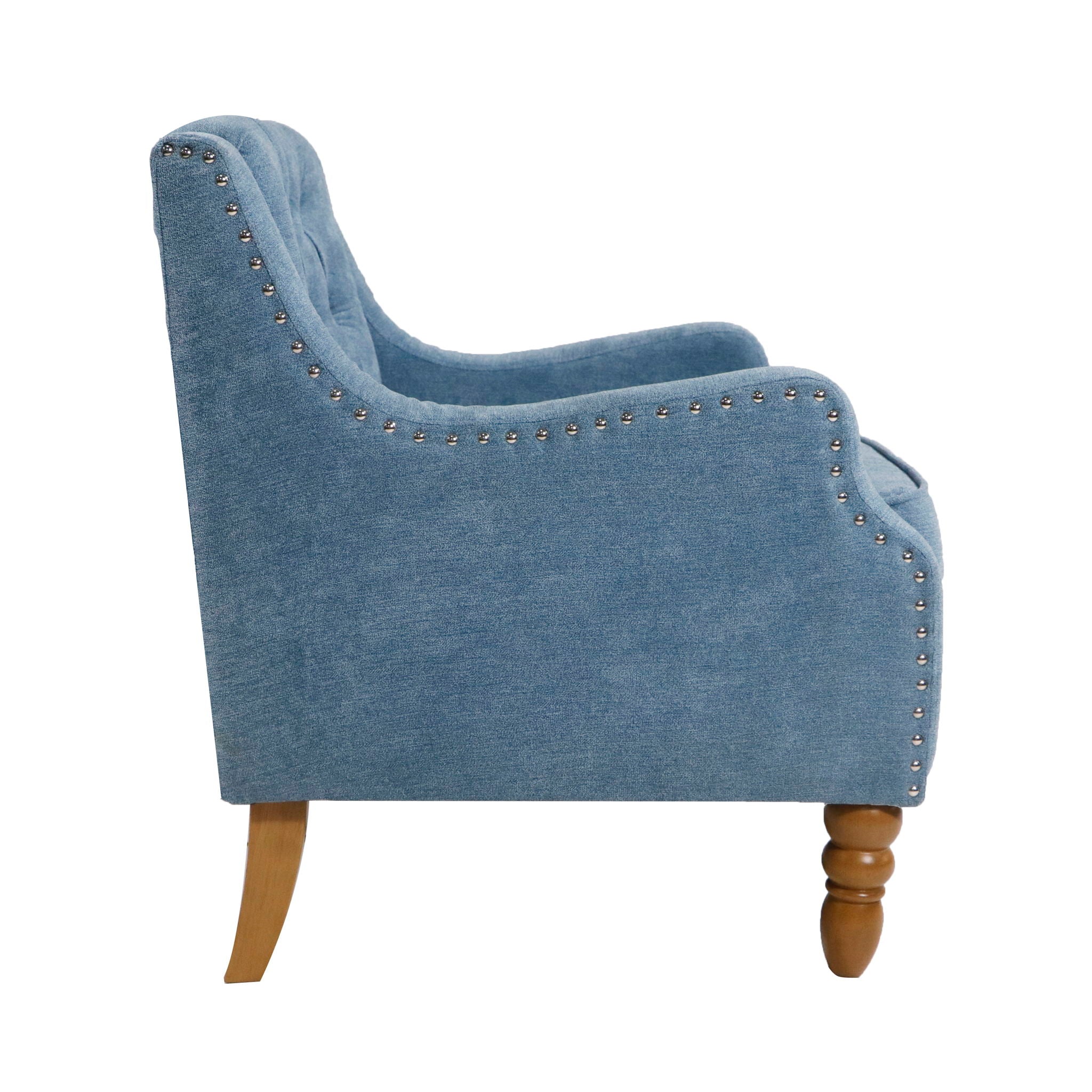 Accent Chair, Living Room Chair, Footrest Chair Set With Vintage Brass Studs, Button Tufted Upholstered Armchair For Living Room, Comfy Reading Chair For Bedroom, Reception Room - Best Buy Furniture