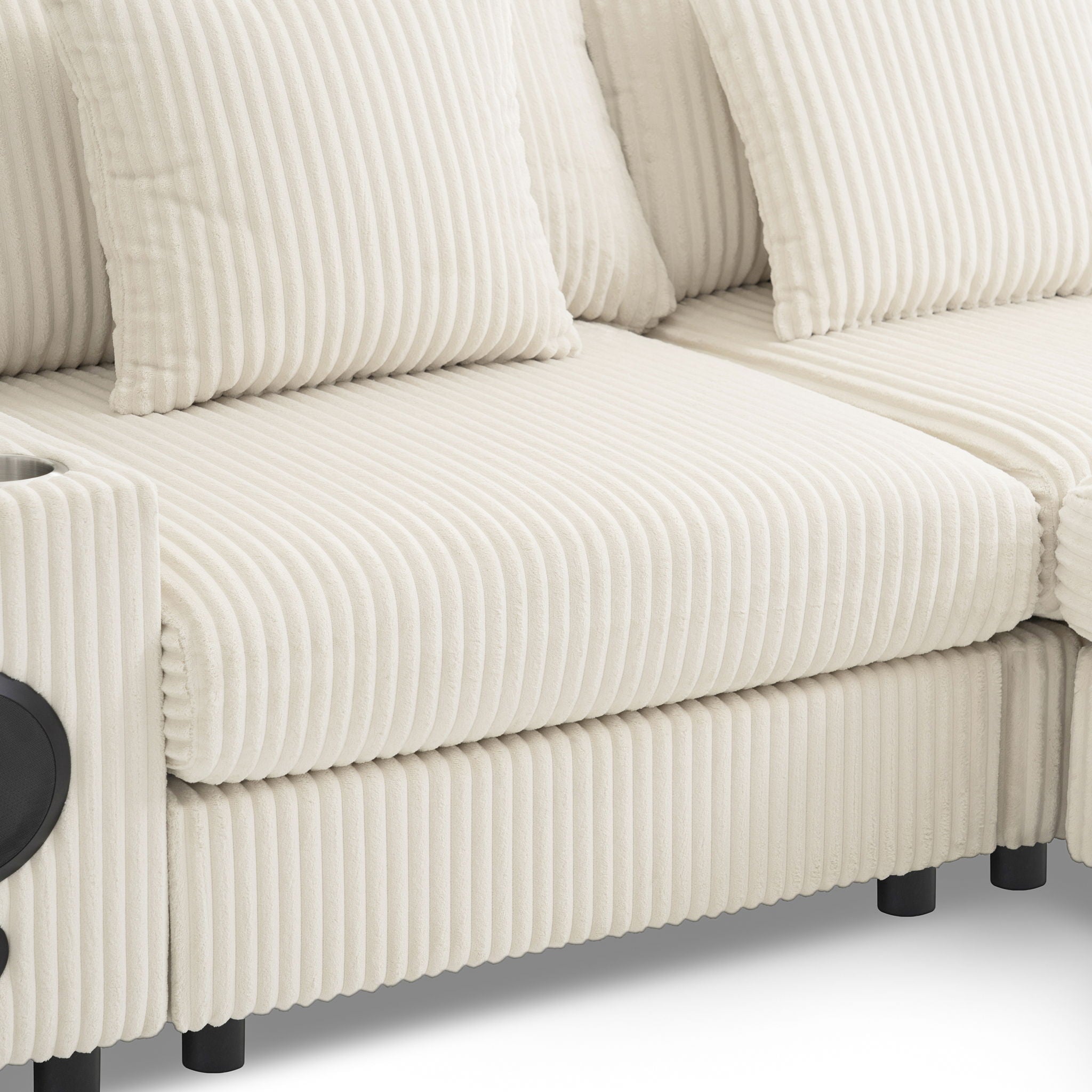 Sectional With Bluetooth Speakers L Shaped Couch With Console USB Charger, Cup Holders Storage Ottoman Deep And Wide Seat Cloud Sofa - Best Buy Furniture