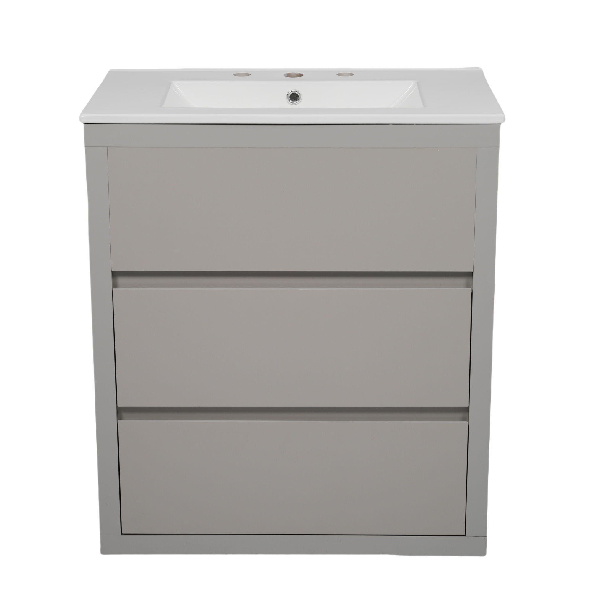 Freestanding Bathroom Vanity With Ceramic Sink, 2 Full Extension Drawers