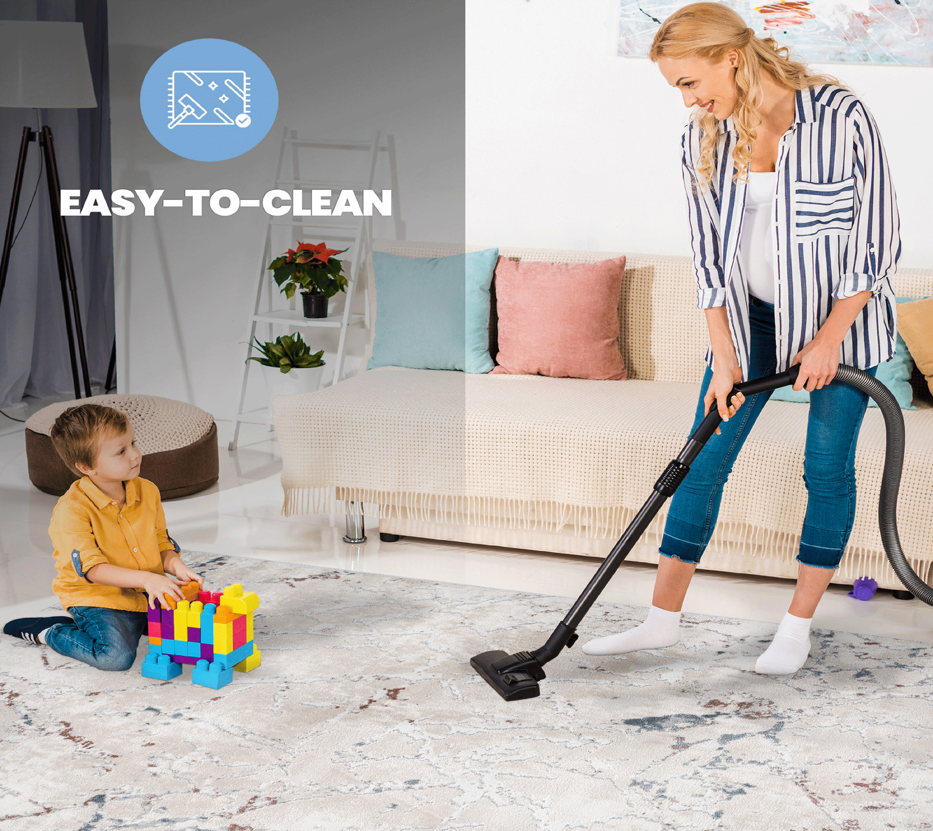 NAAR MARFI Collection Contemporary Non-Shedding and Stain Resistant Area Rug