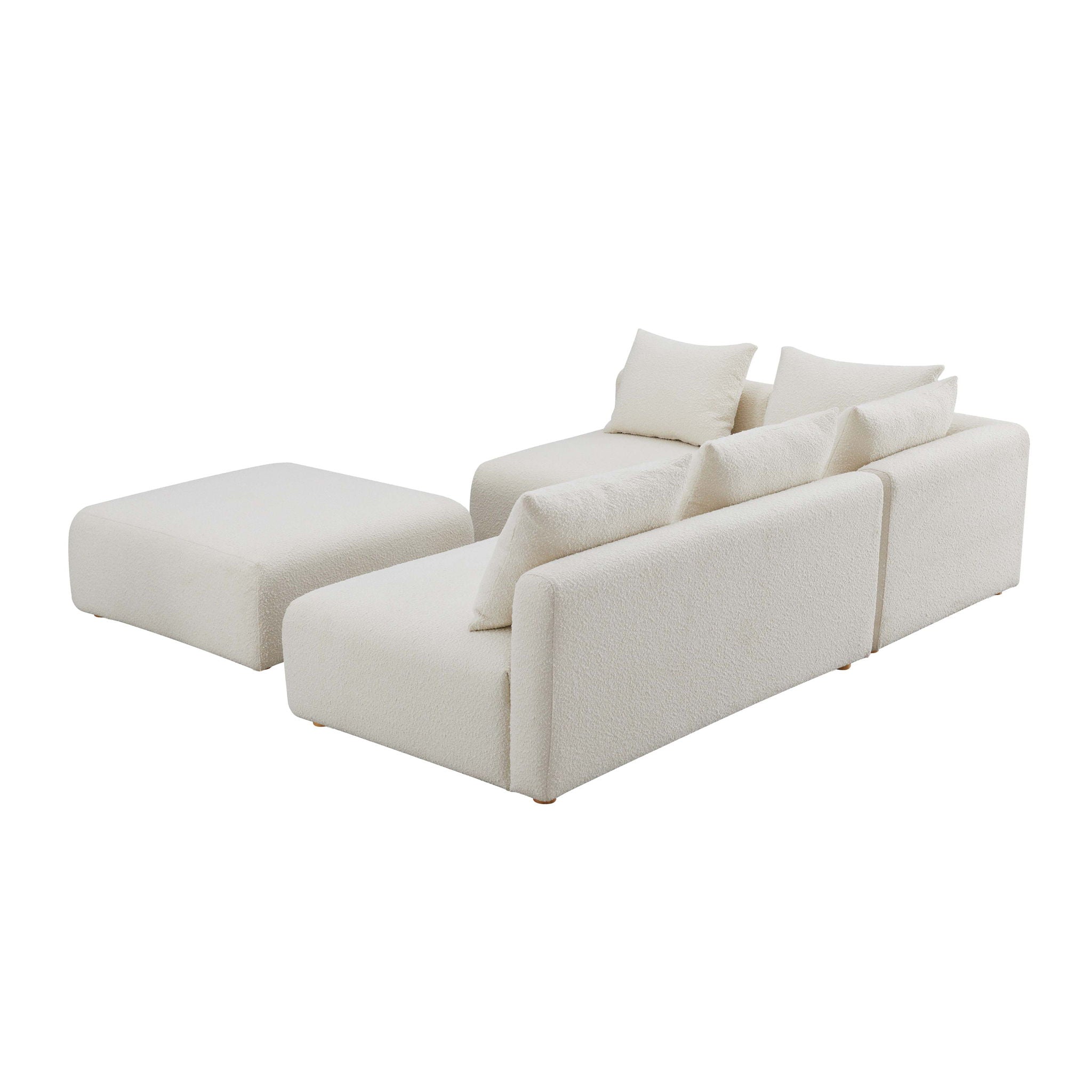Hangover - 4-Piece Boucle Modular Chaise Sectional - Cream