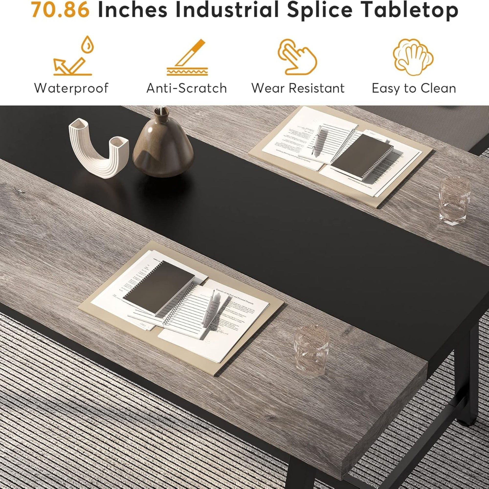 Modern Rectangular Conference Table For 6 - 8 People, Office Executive Desk