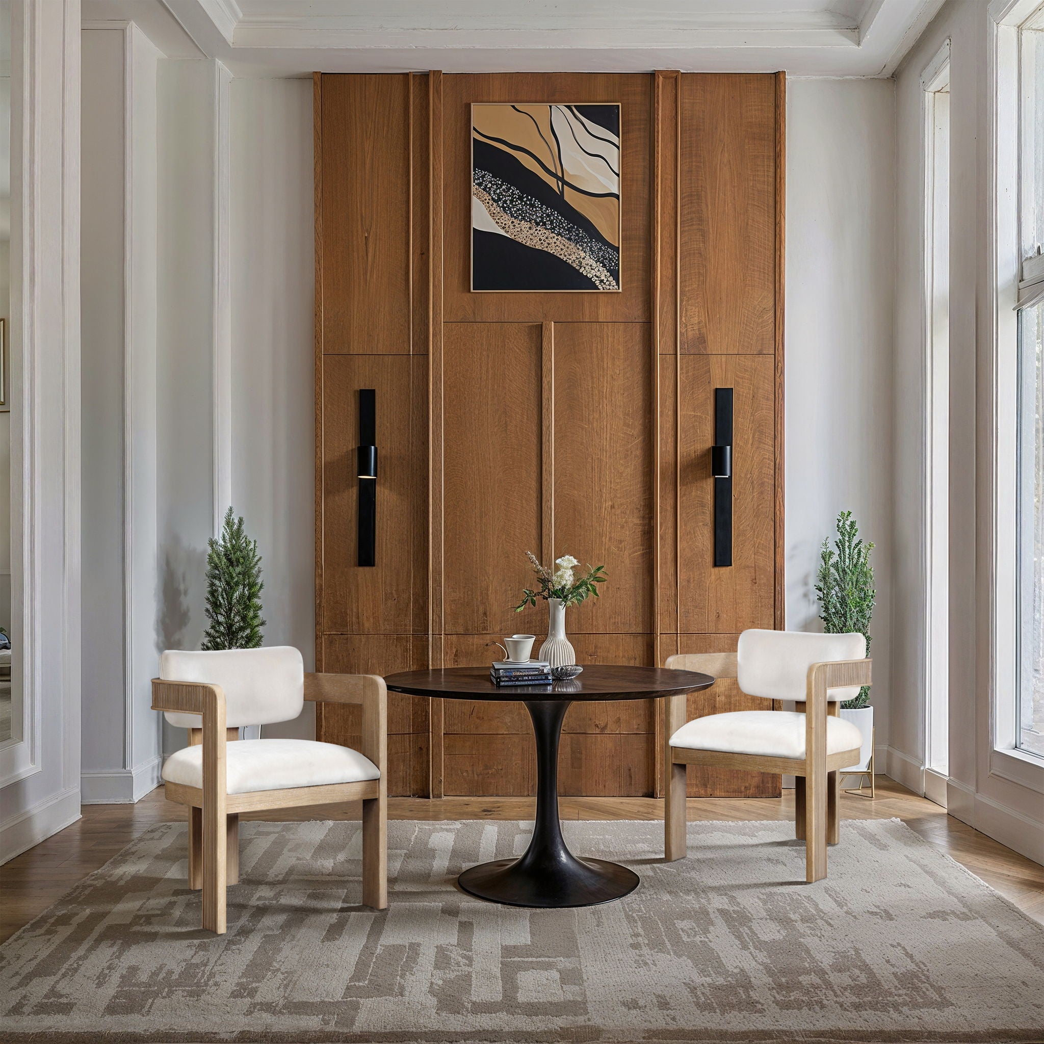 Sacha - Velvet Dining Chair With Natural Base (Set of 2)