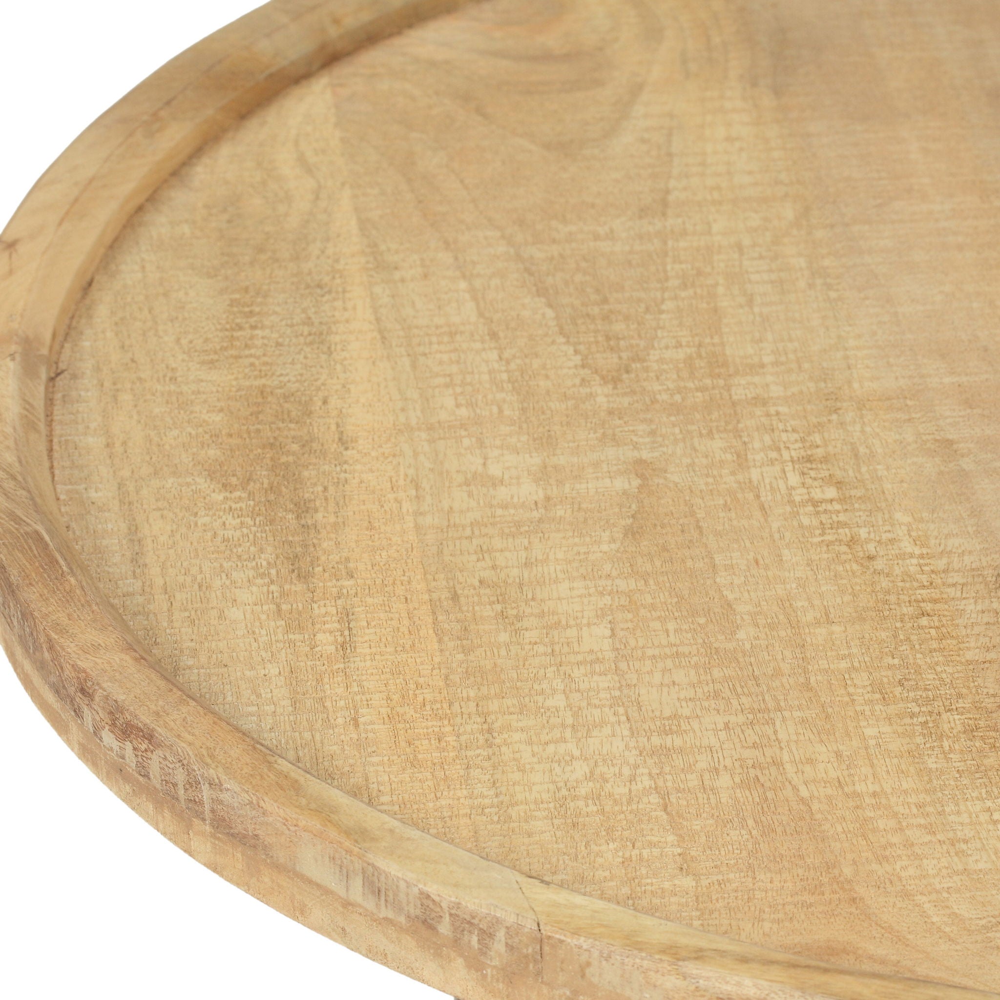 Round Coffee Table With Tray Edge Design - Natural / Black