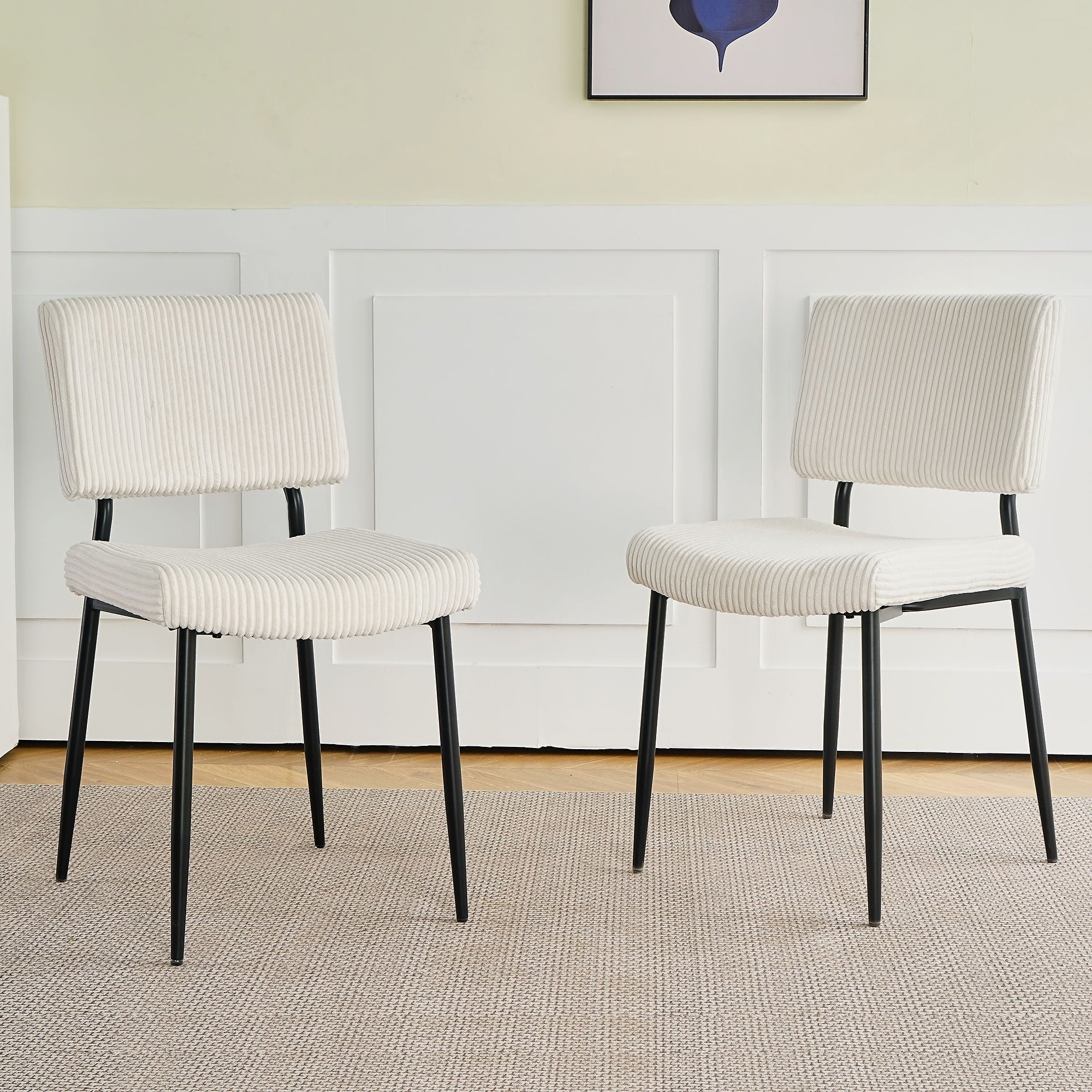 Modern Upholstered Dining Chair With Metal Legs