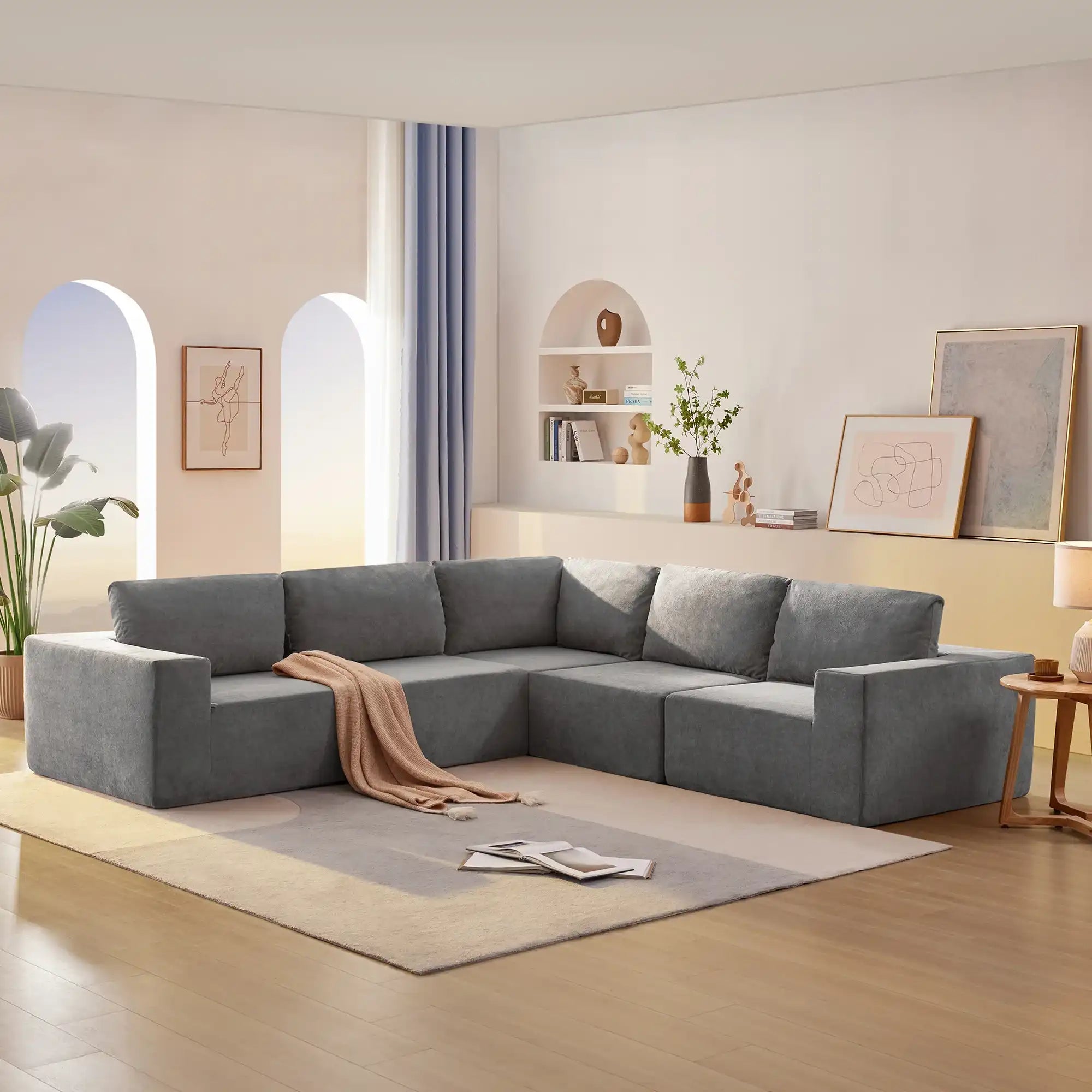 Modular L Shaped Sectional Sofa,Luxury Foam-Filled Compressed Sofa
