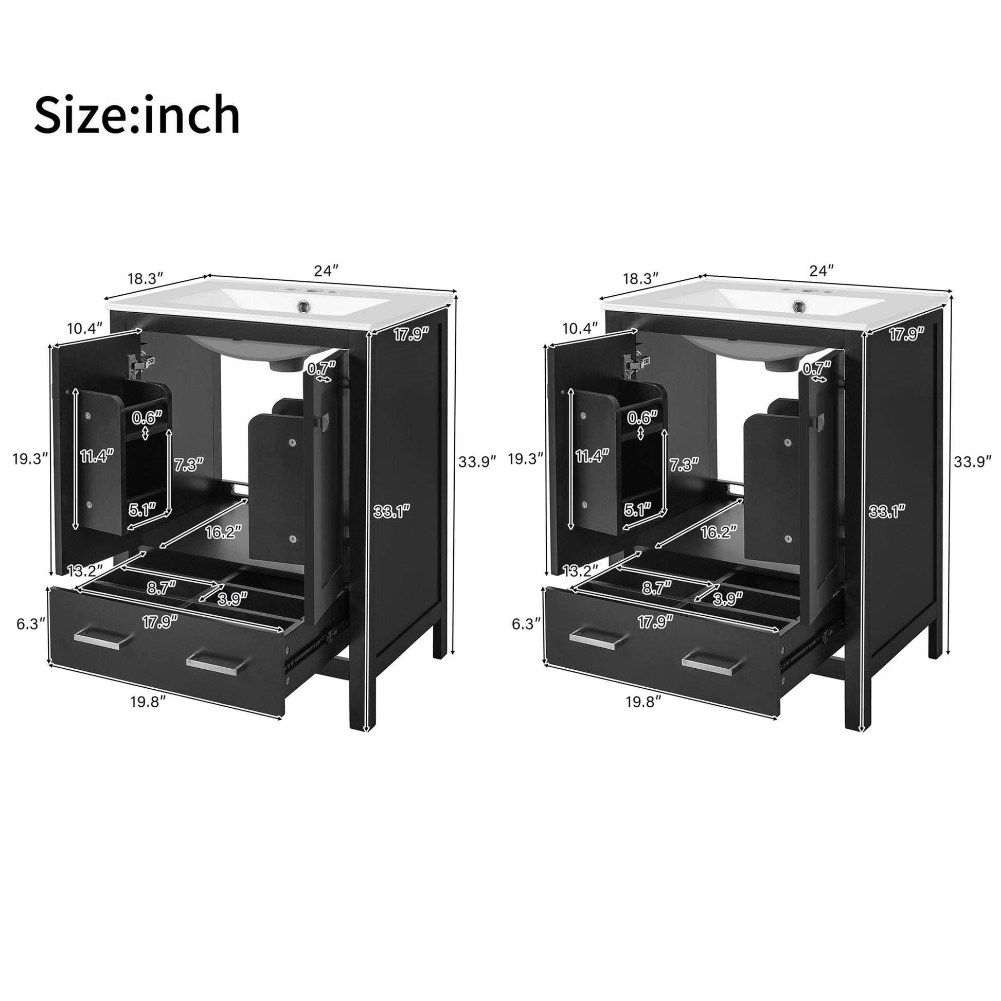 Bathroom Vanity With Integrated Undermount Ceramic Sink, 2 Doors And 1 Drawer, Soft Close Hinges - Best Buy Furniture