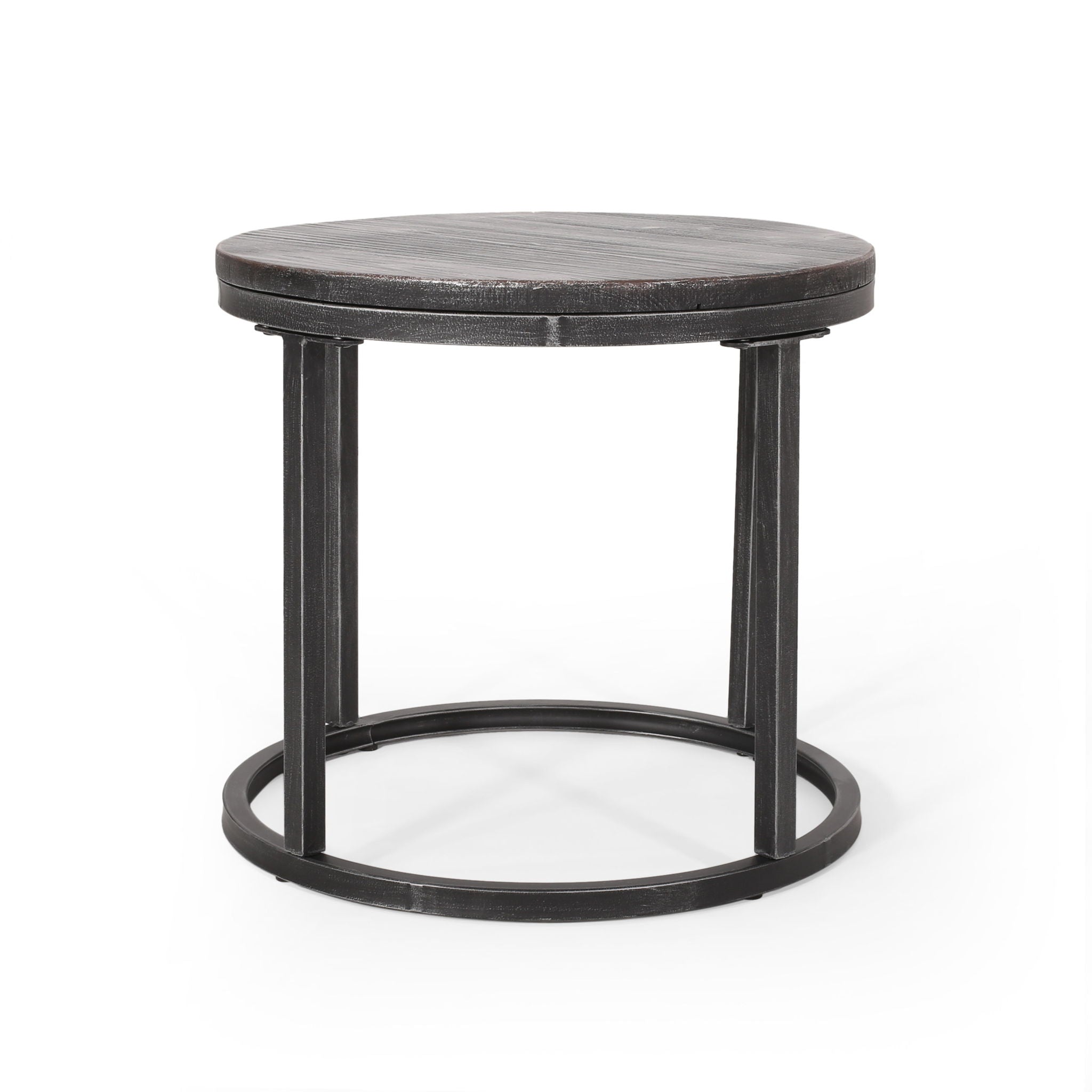 Icebergs - 3 Piece Coffee Table Set With Wood Top And Iron Base - Black / Gray