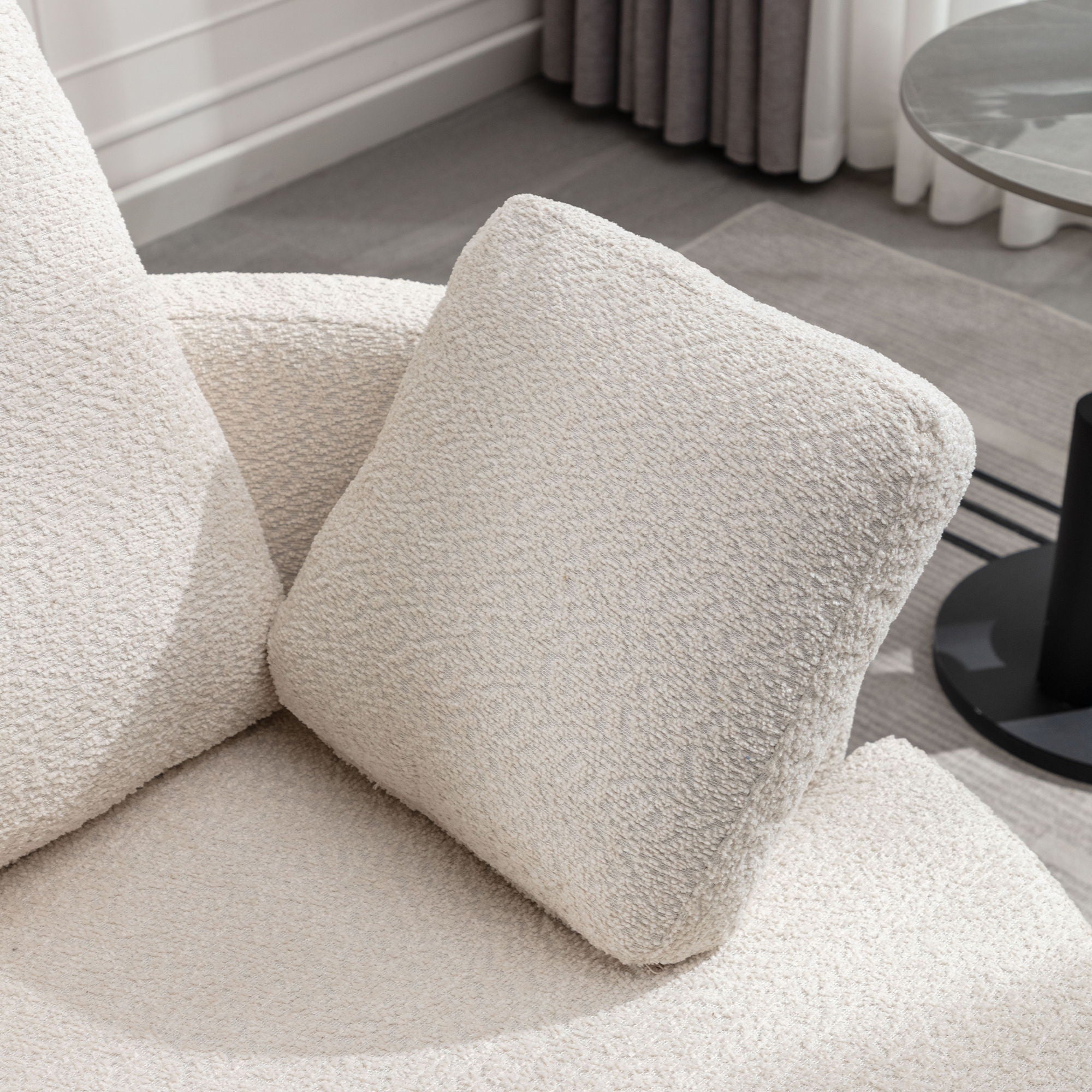 Oversize Round Swivel Chair Cozy Club 360 Degrees Swivel Sofa With 3 Pillows Chenille Fabric For Living Room