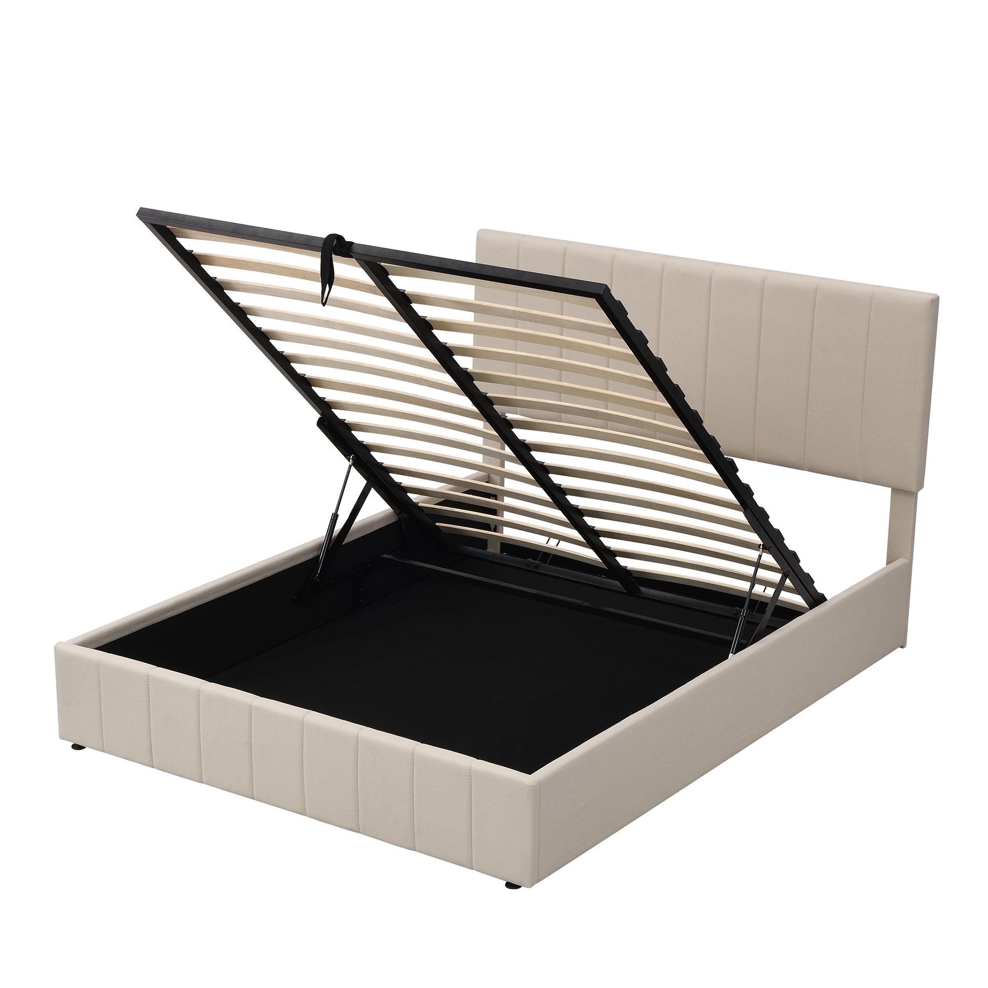 Elegant Upholstered Platform Bed With Hydraulic Storage System