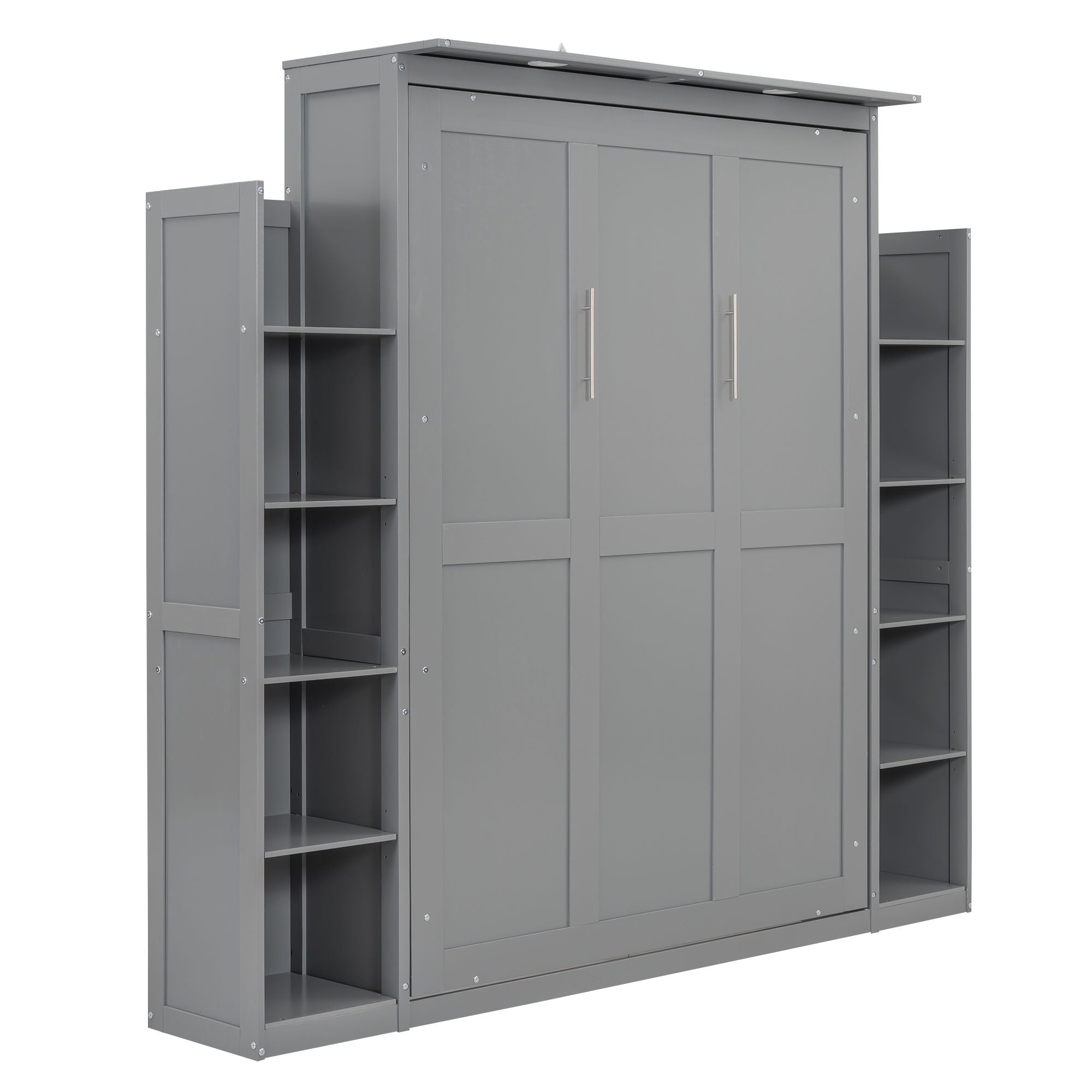 Wall Murphy Bed With Shelves And LED Lights