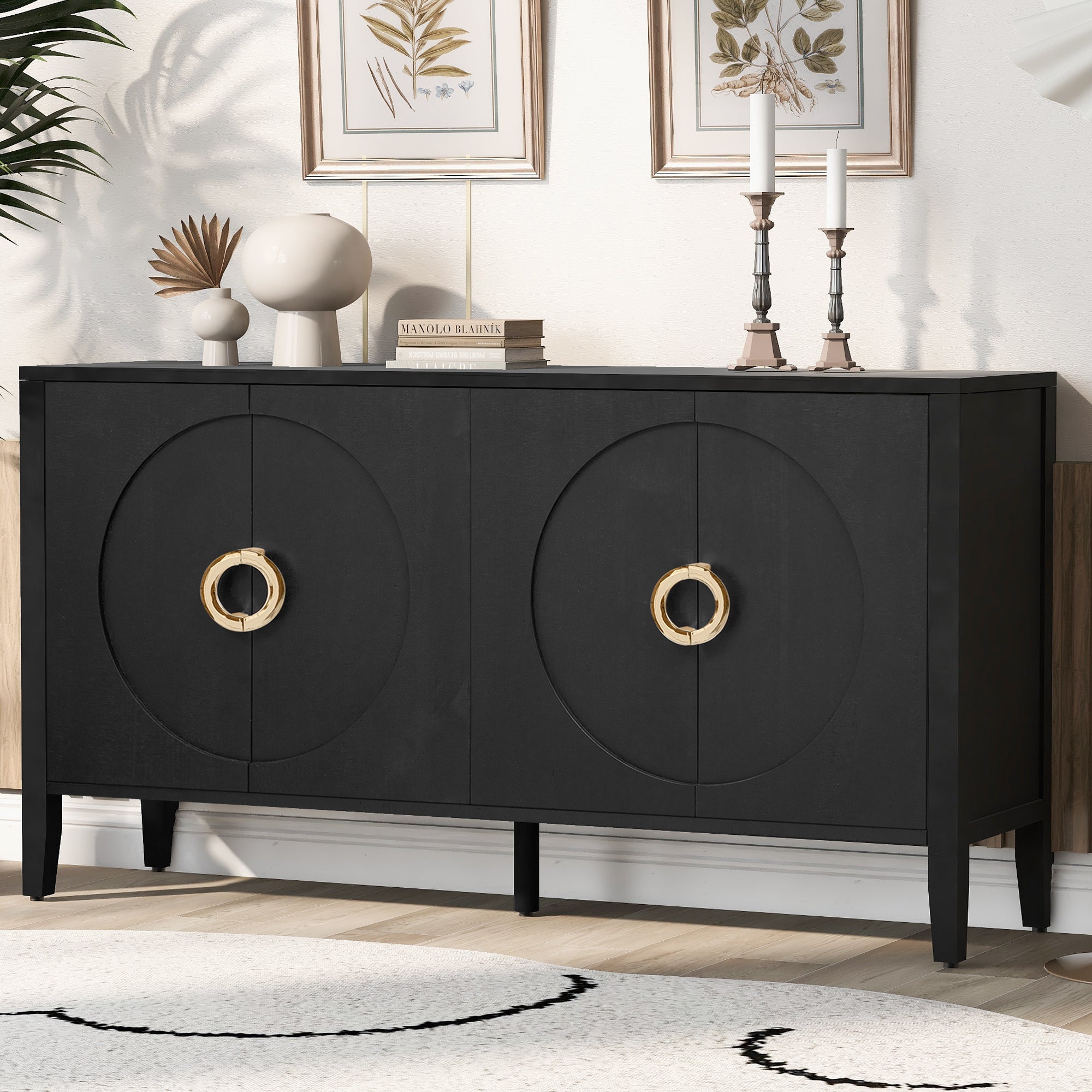 Distinctive Fir Five-Leg Cabinet with Rounded Door Design