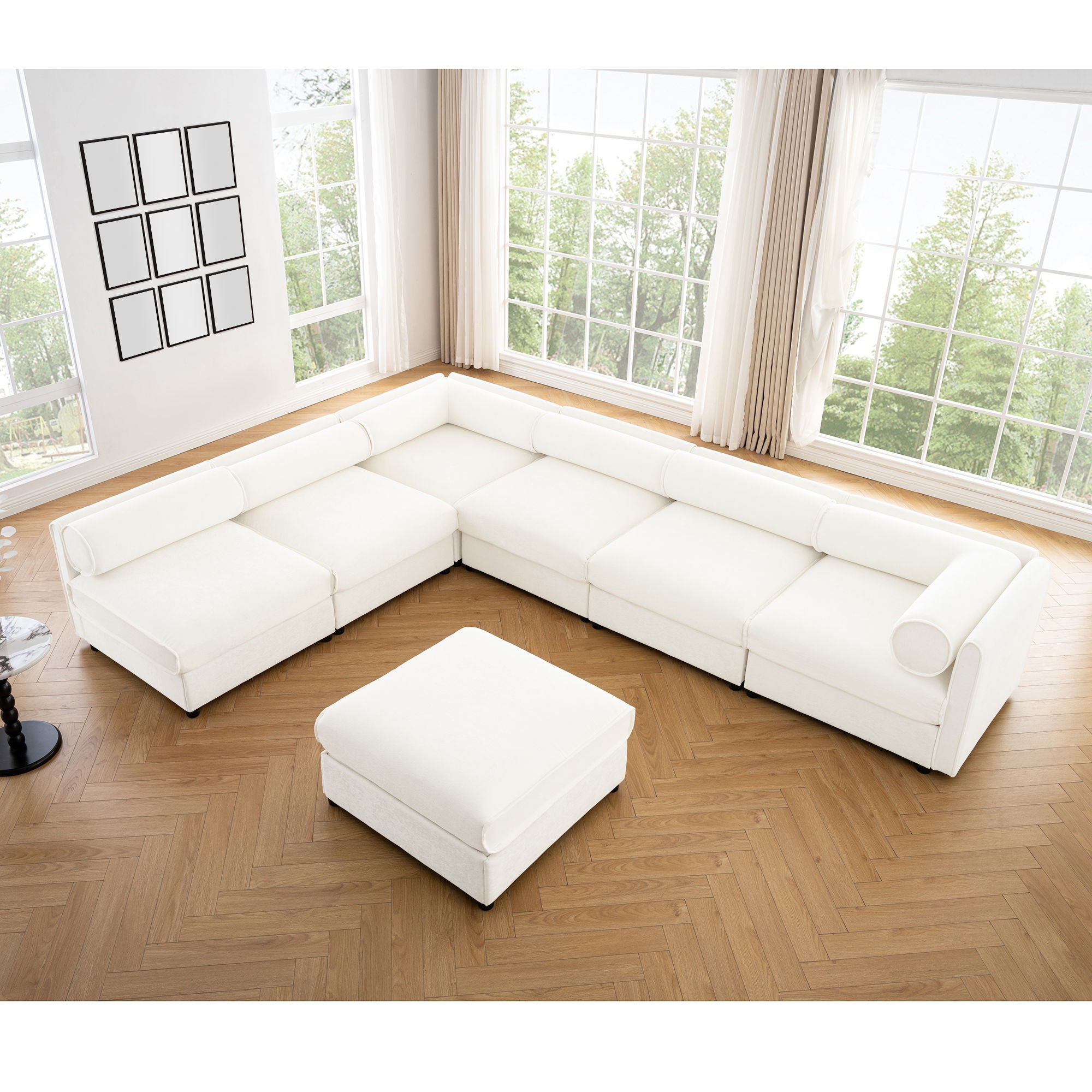 Modern Modular Sectional Sofa With Storag, Contemporary Cylindrical Design