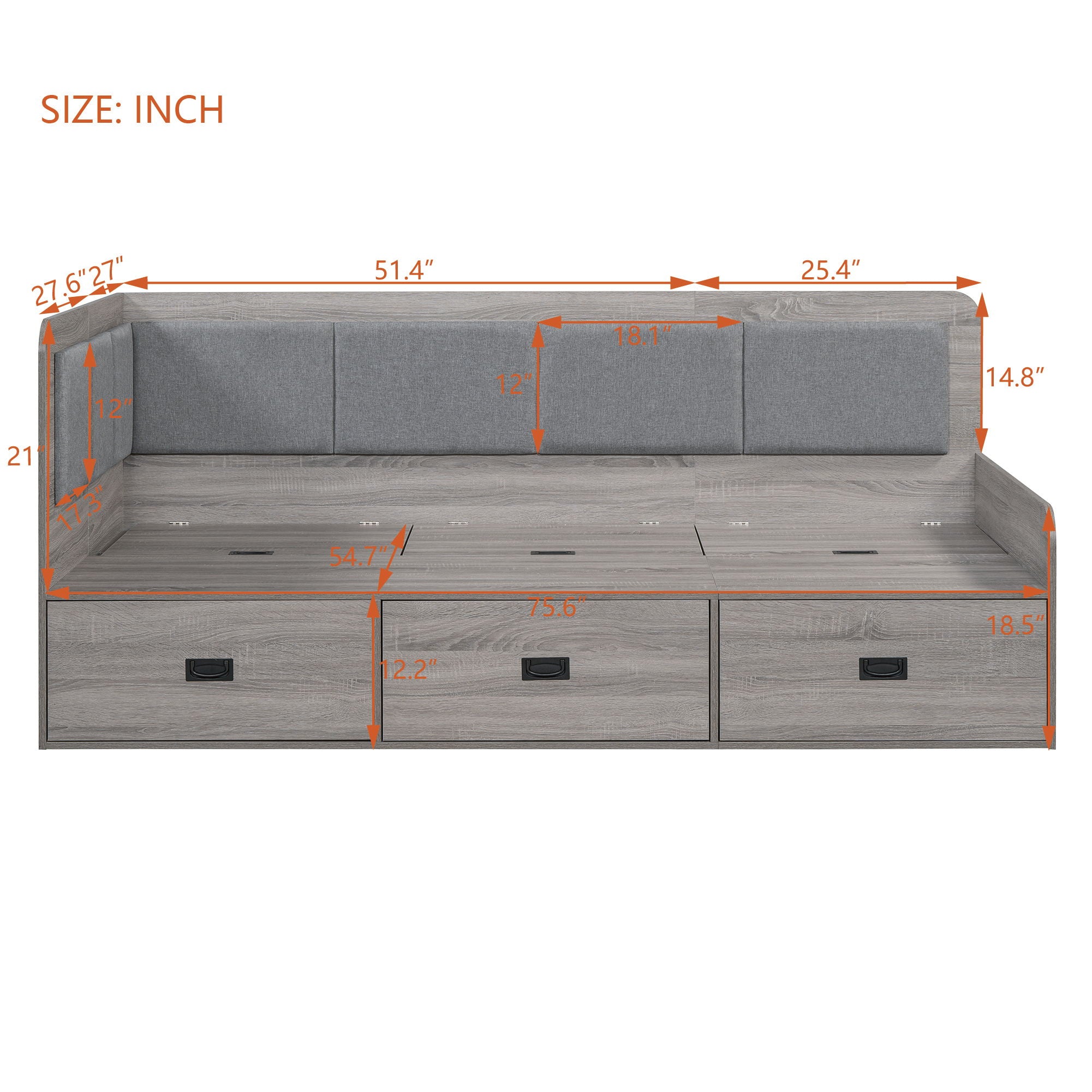 Daybed With 3 Drawers And 3 Storage Compartments