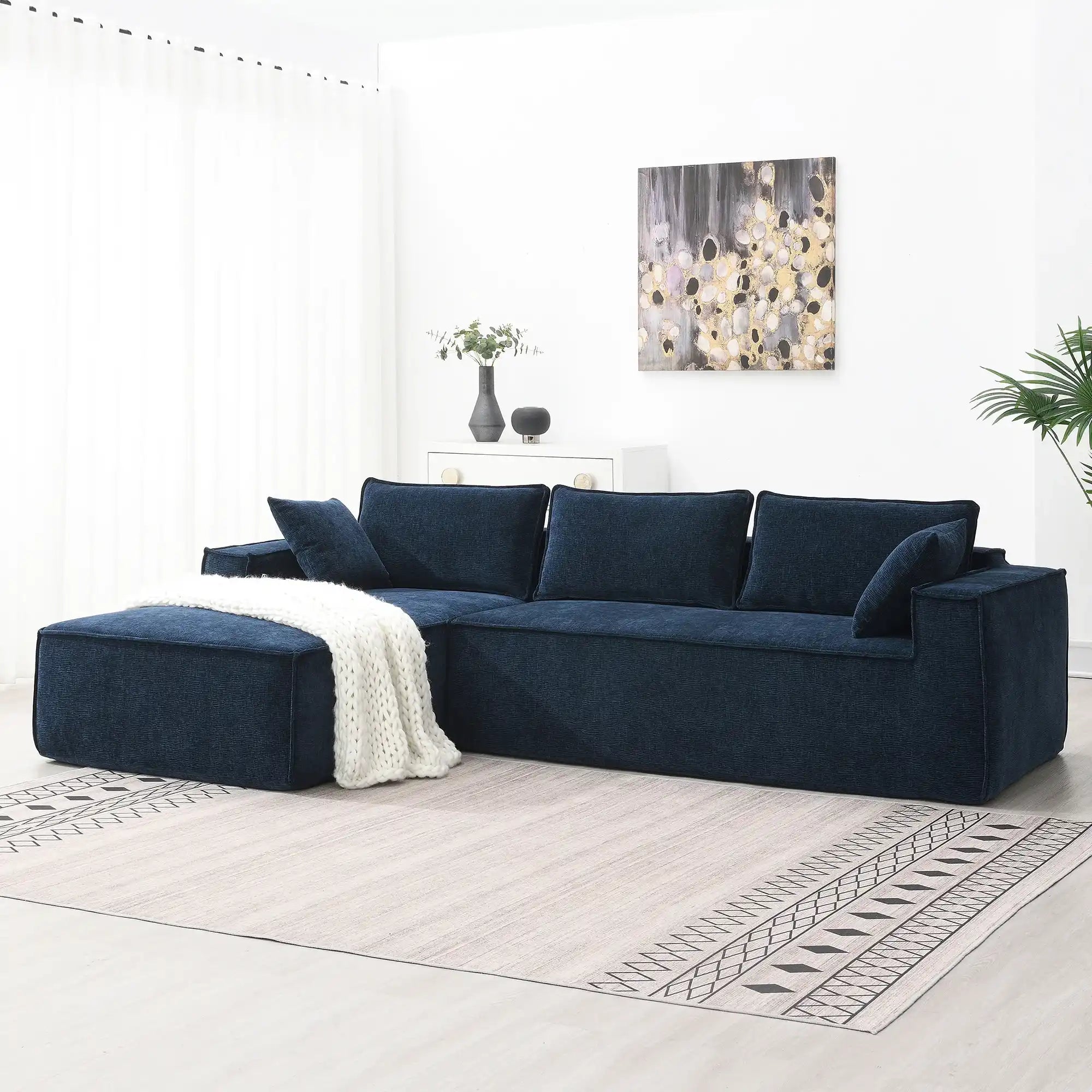 Modern Modular Sectional Sofa Chenille Compressed Foam Set