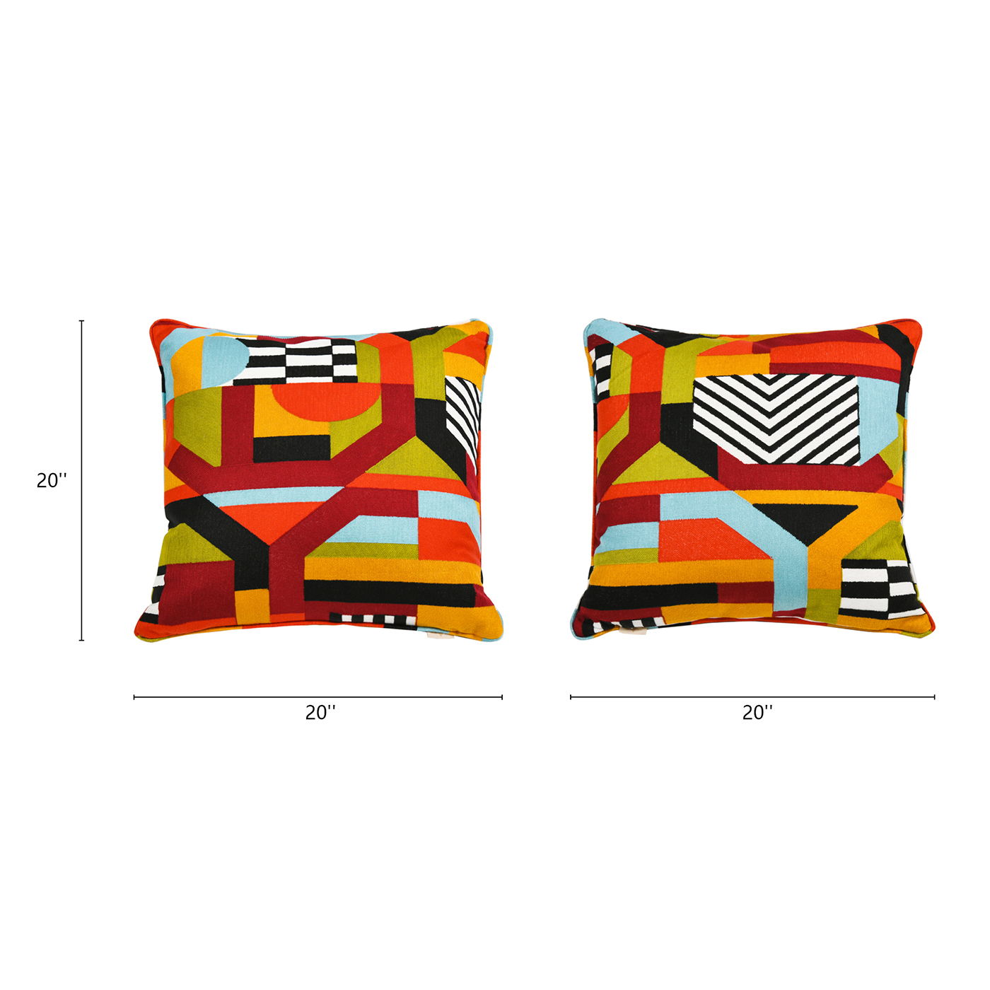 La Broderie - Square Embroidered Throw Pillow & Feather Down Insert - Colorpop Multicolored Embroidery - Best Buy Furniture