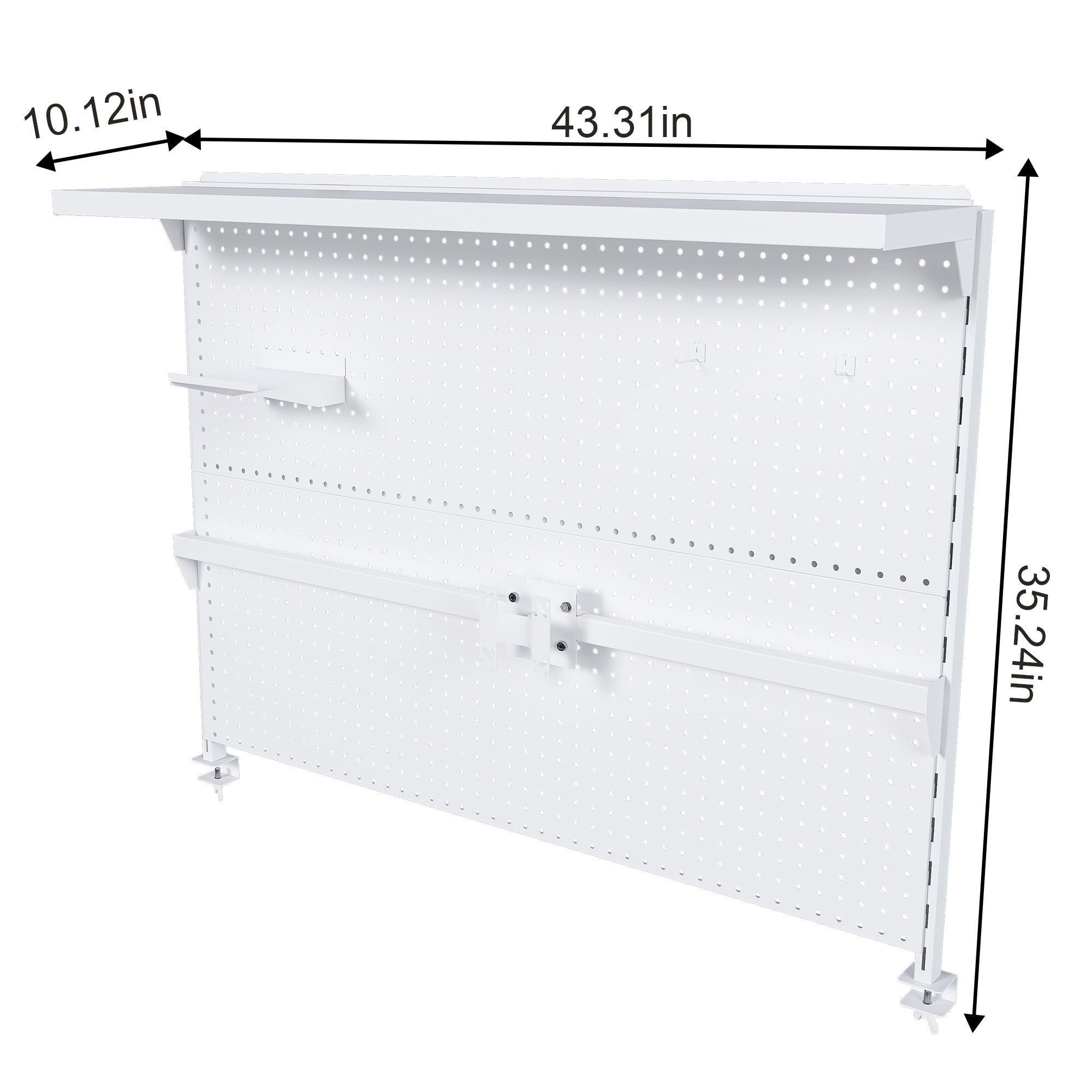 Clamp On Desk Pegboard With Single Monitor Stand