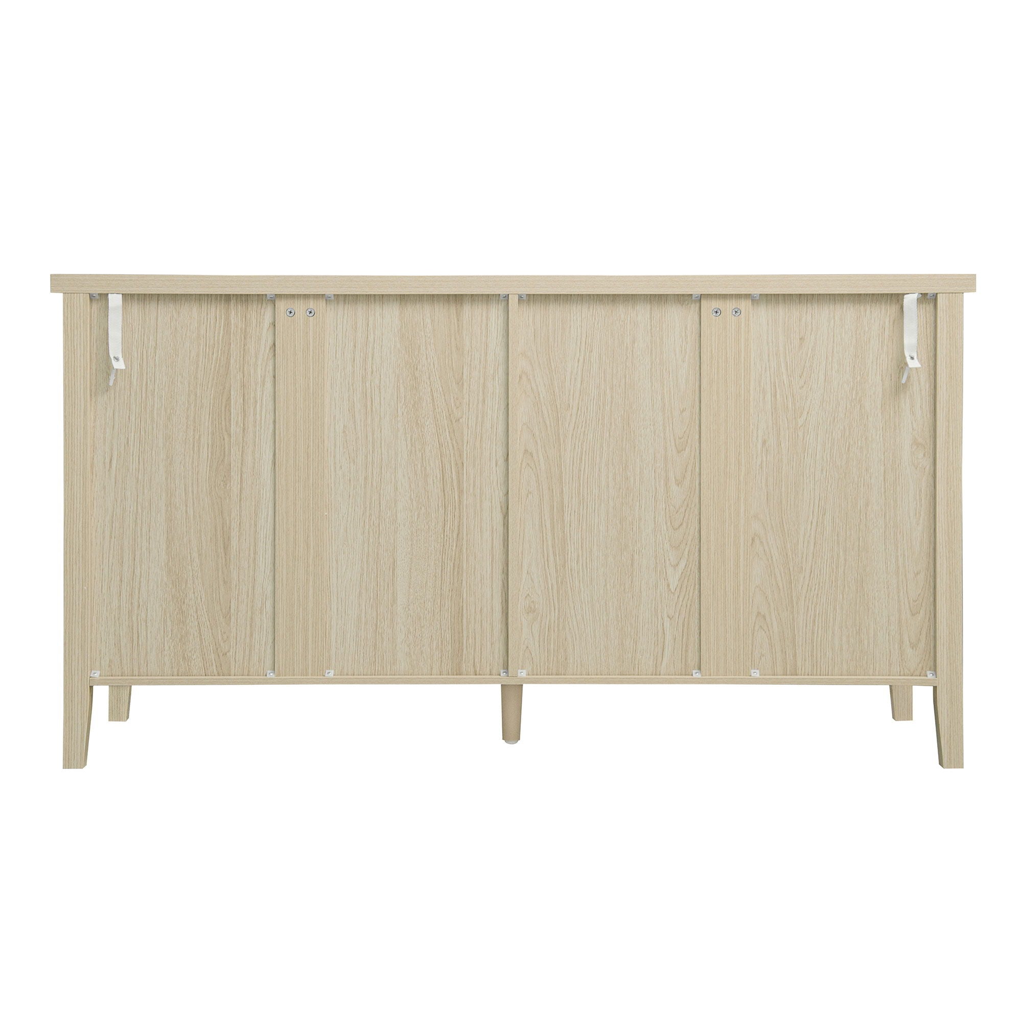 Hollowed Out Cabinet With 4 Doors, American Furniture, Suitable For Bedroom, Living Room, Study - Natural