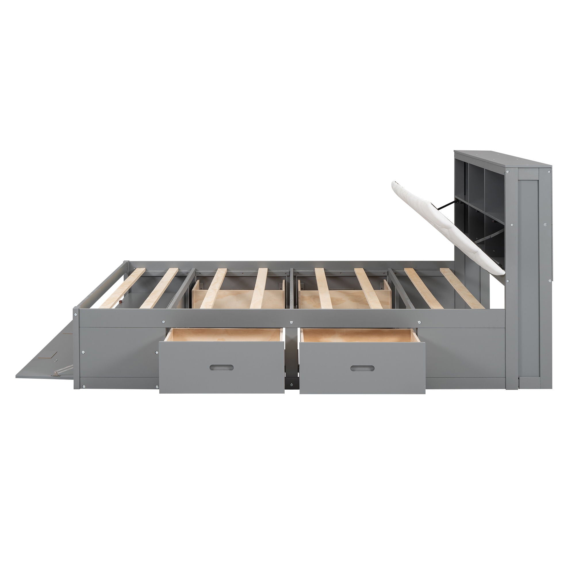 Platform Bed With Storage Headboard, Shoe Rack And 4 Drawers