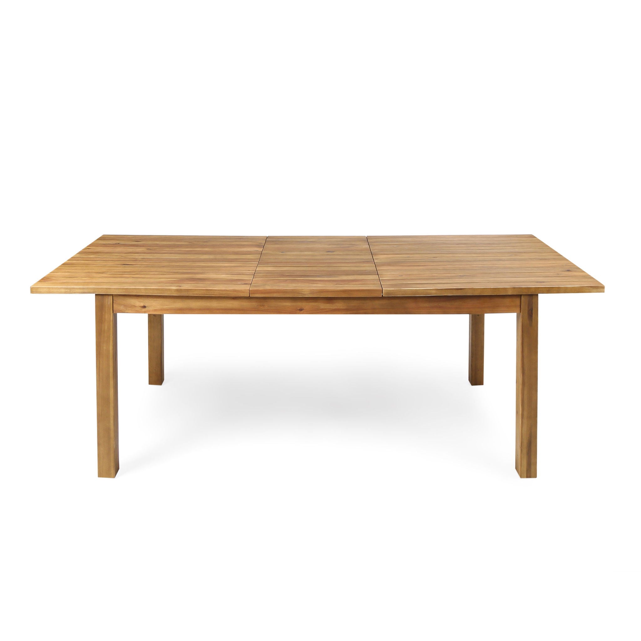 Wilson - Expandable Dining Table With Slat Design - Teak Acacia Wood - Best Buy Furniture