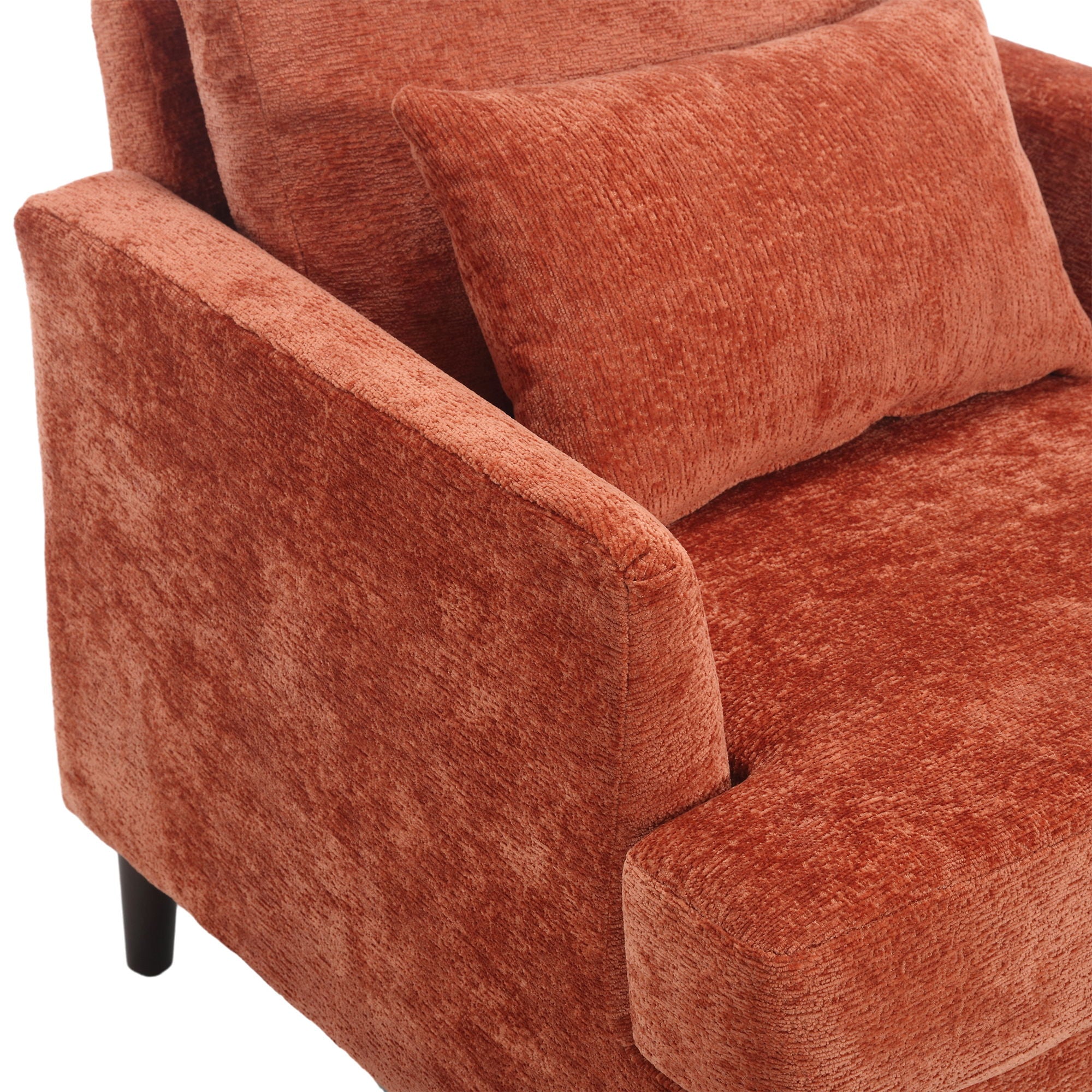 Modern Mid Century Wood Frame Armchair With Tufted Design