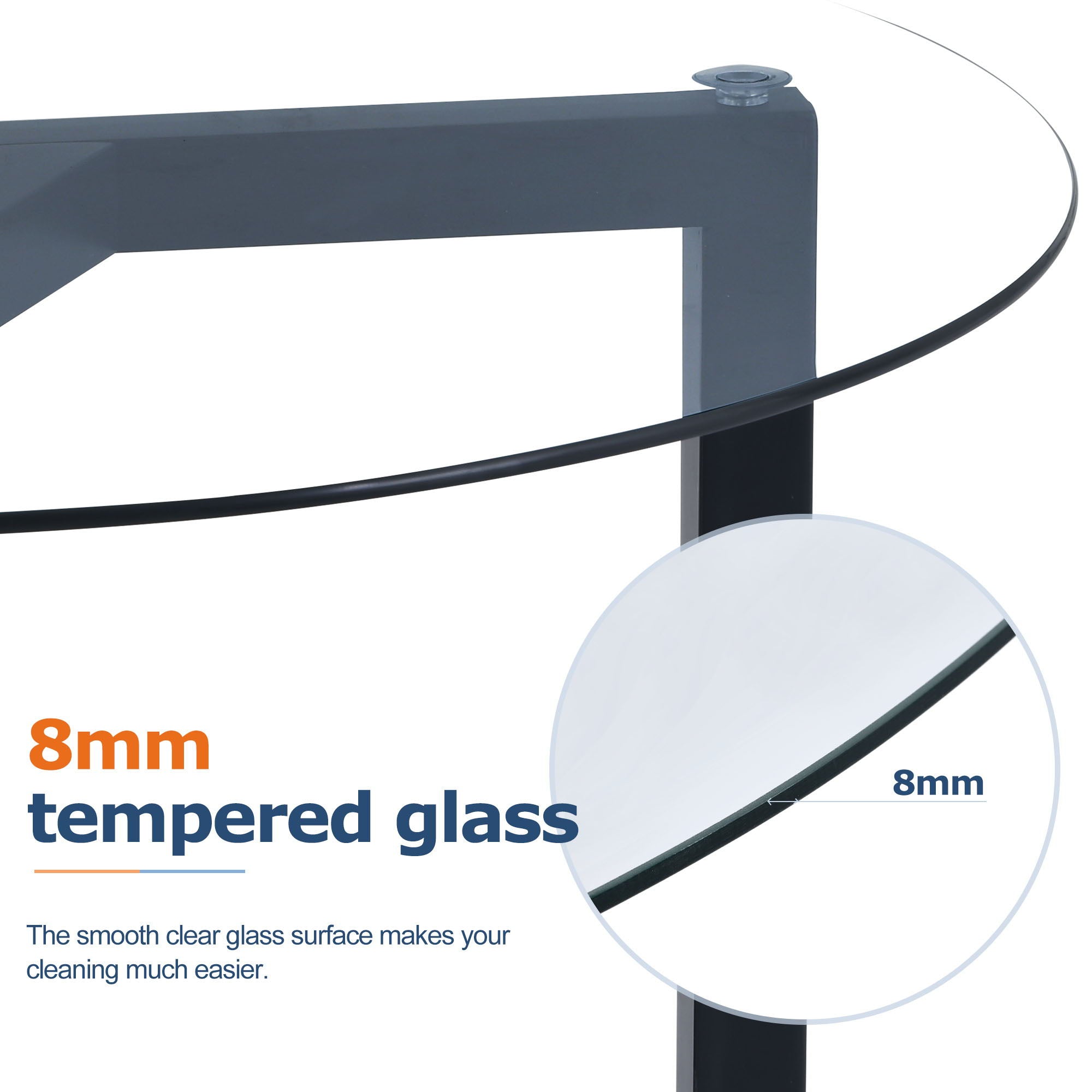 Round Glass Coffee Table Modern Cocktail Table