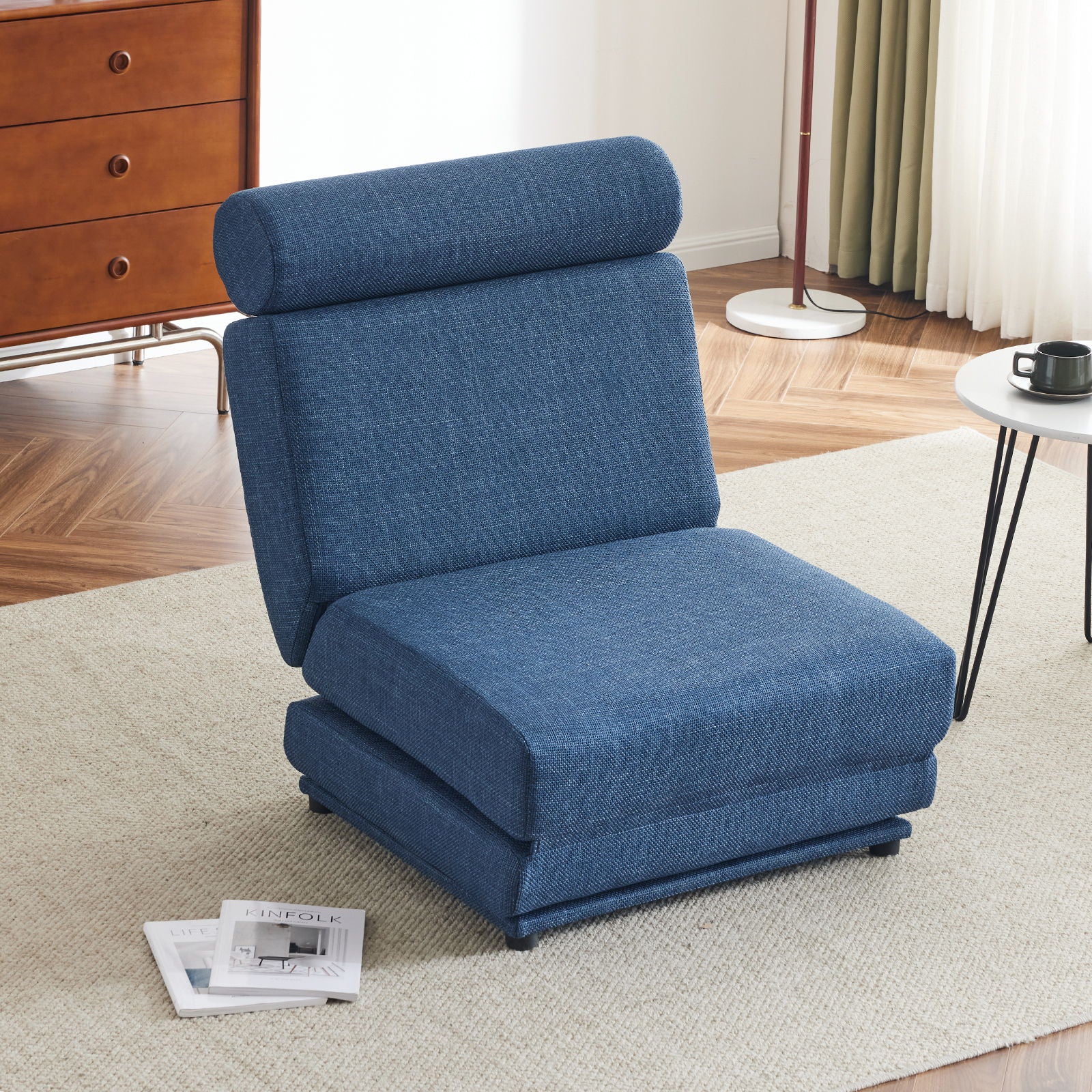 Foldable Single Chair Sofa Bed With Pillow, Easy To Store, Breathable And Wearable Linen