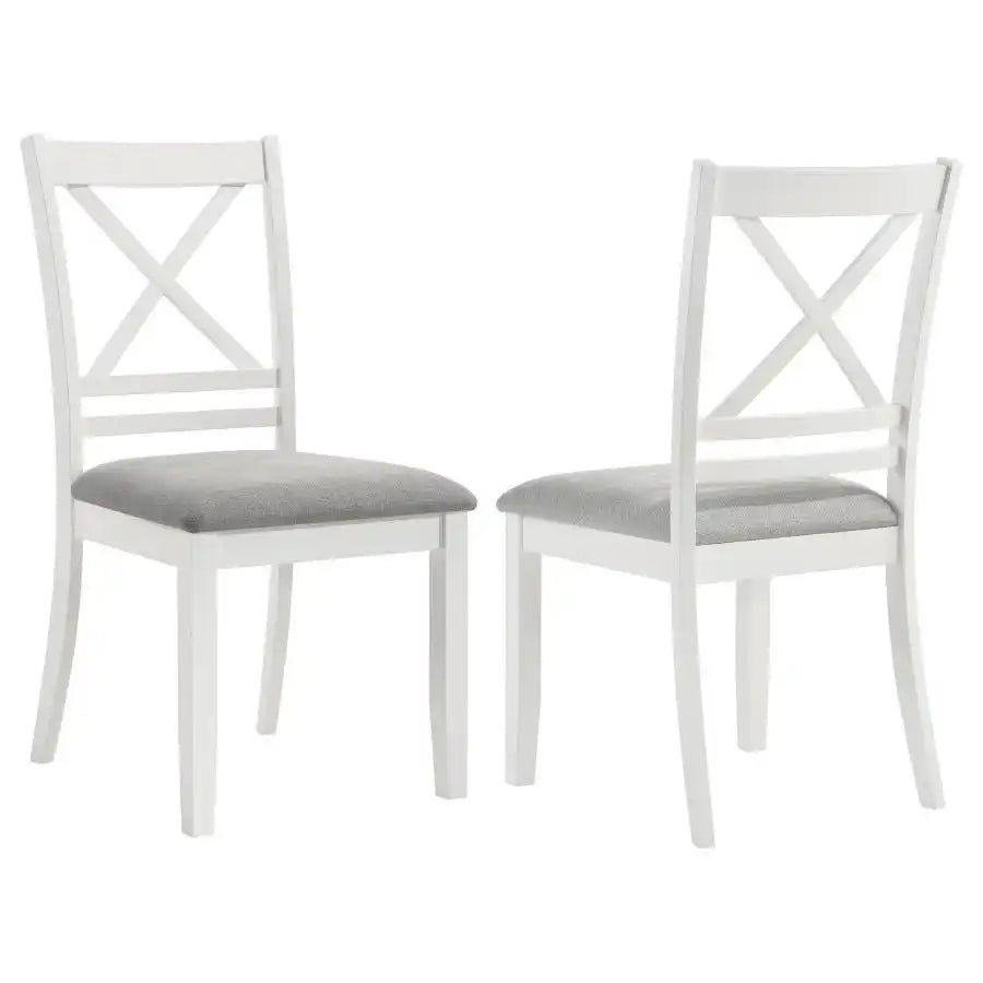 Hollis-Cross Back Wood Dining Side Chair (Set of 2) - White