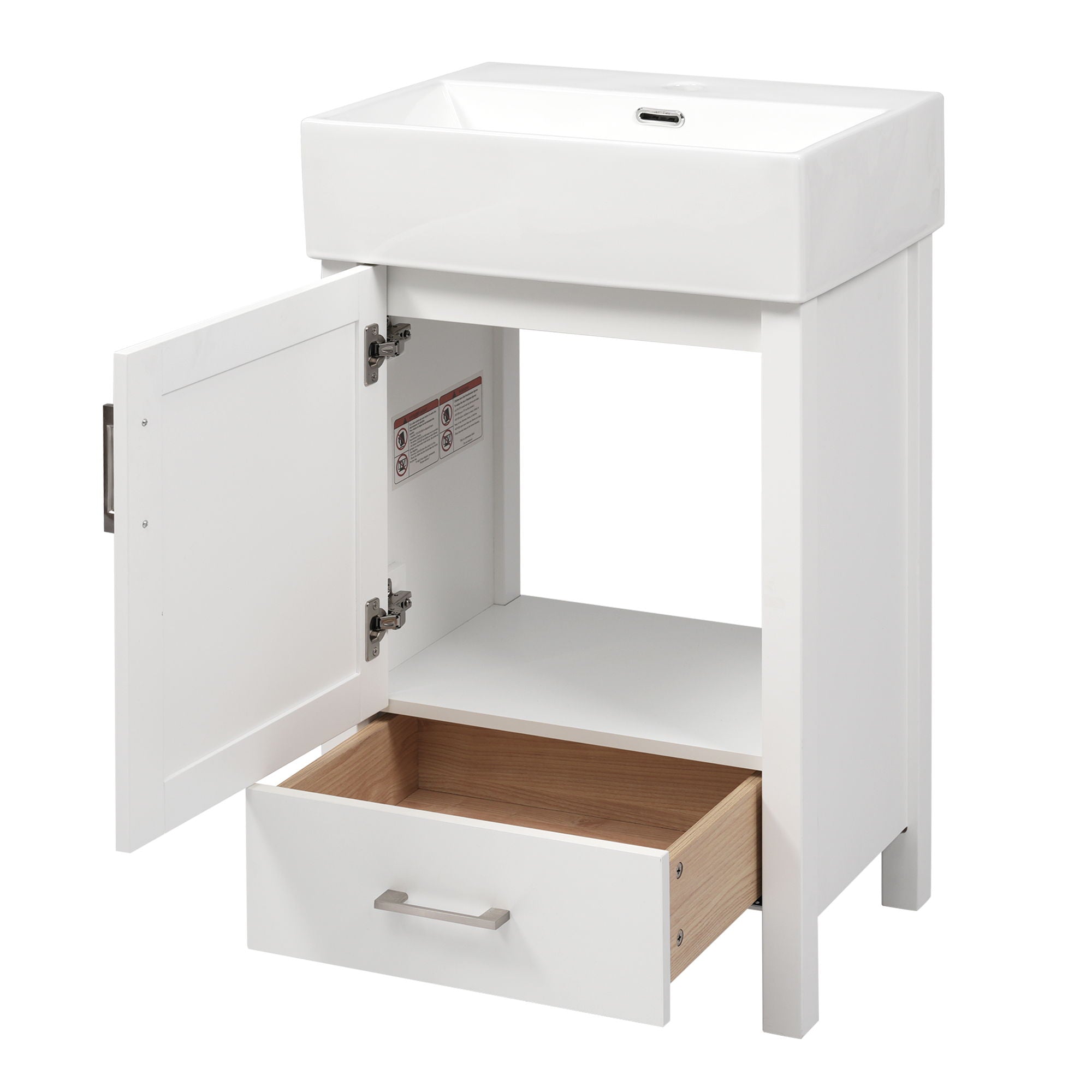 20.28" Bathroom Vanity With Sink & Storage - White