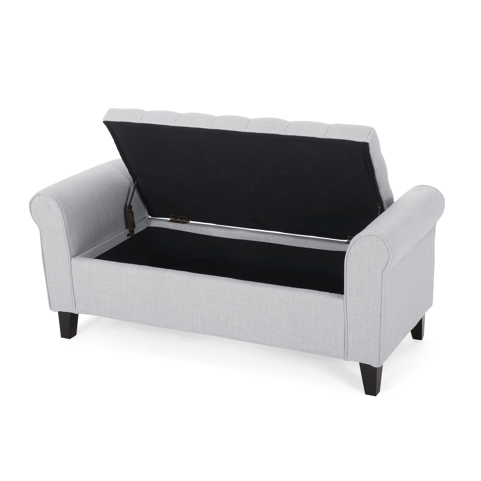 Hayes - Contemporary Armed Storage Bench With Button Tufting And Rolled Arms