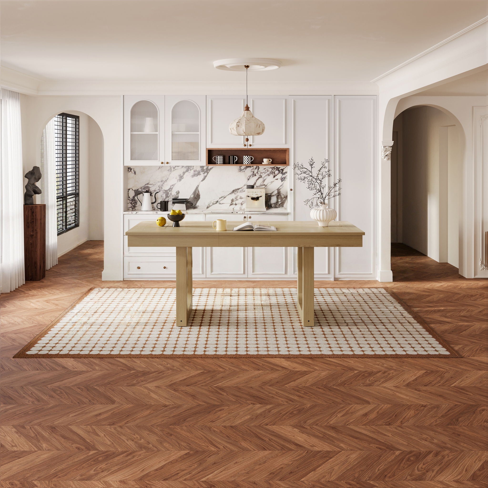 Farmhouse Wooden Kitchen Table With Removable Leaf