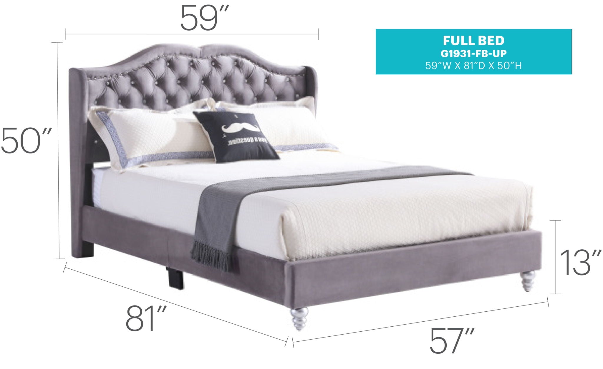 Upholstered Velvet Bed Transitional