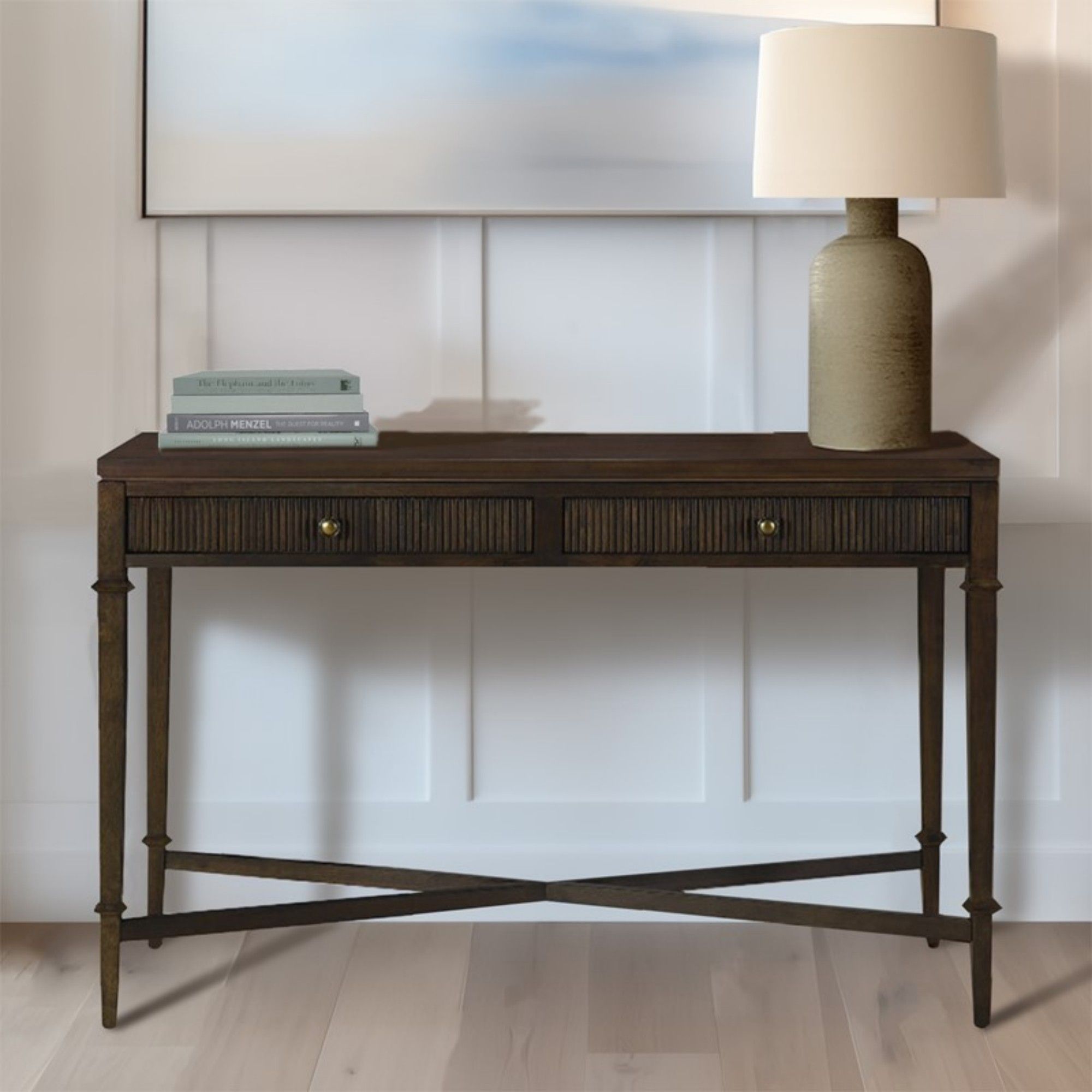 Fluted - 2 Drawer Storage Console Table - Brown - Best Buy Furniture