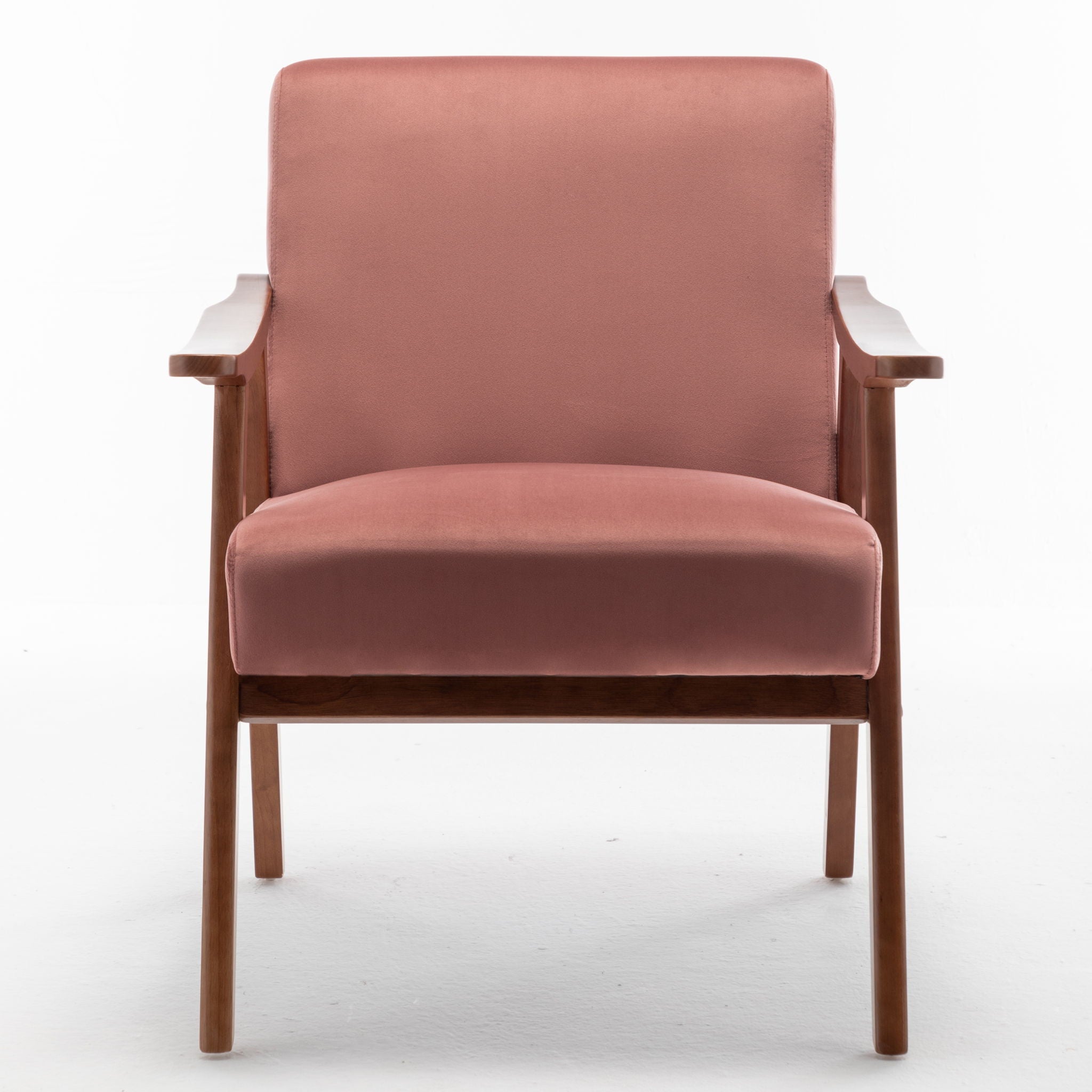 Mid Century Modern Accent Chair With Solid Wood Frame And Extra Thick Backrest