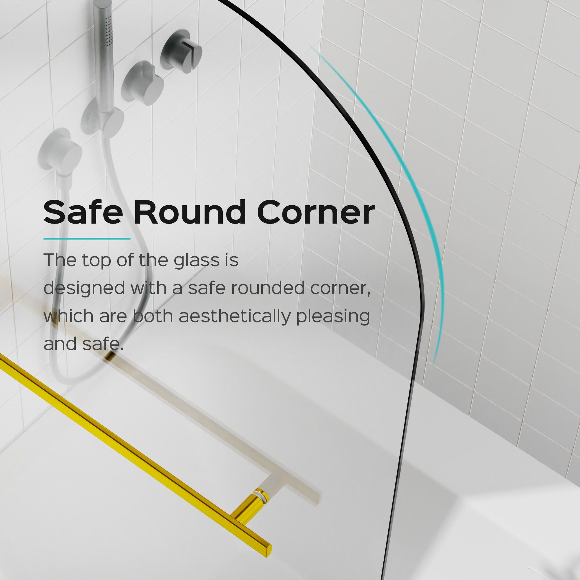 Frameless Shower Doors For Bathtub, 1 / 4" Tempered Glass