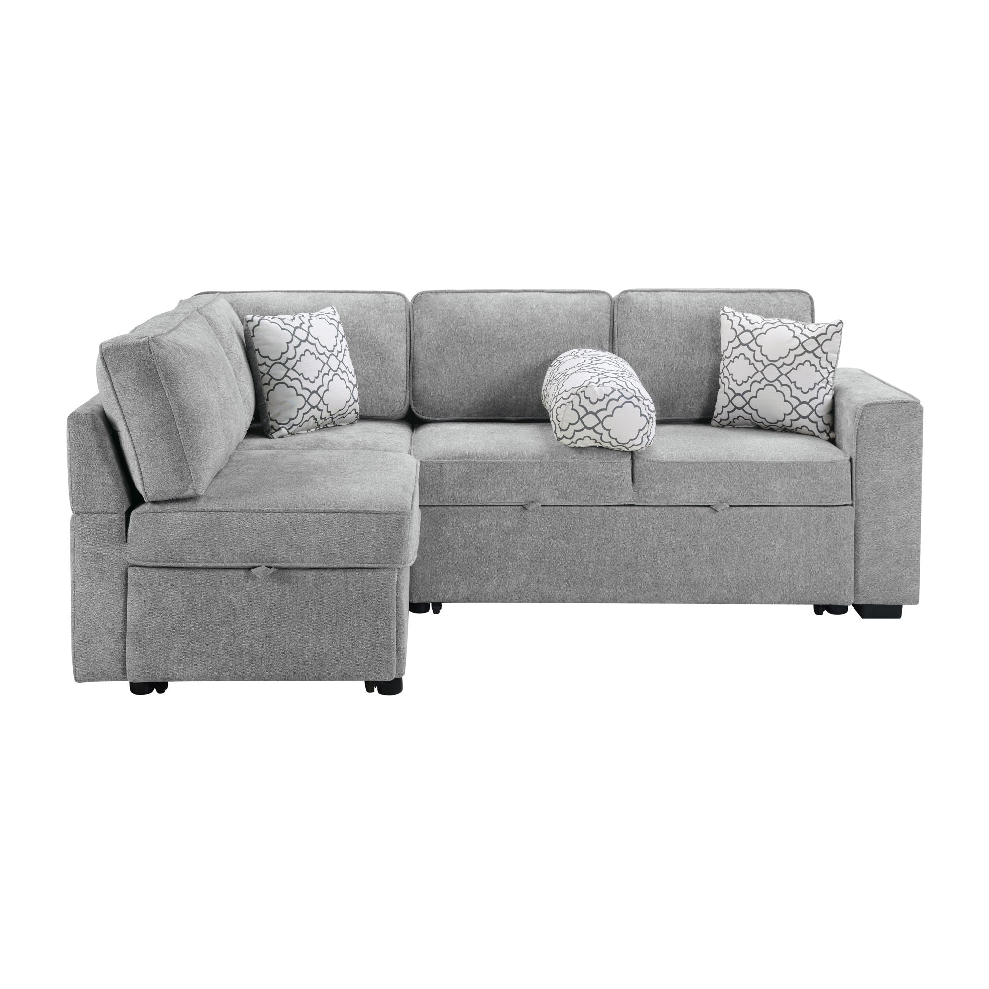 Convertible Sectional L-Shaped Sofa With Dual Pull-Out Sleepers, Flip-Top Table, USB Ports, Cup Holder & Storage - Best Buy Furniture